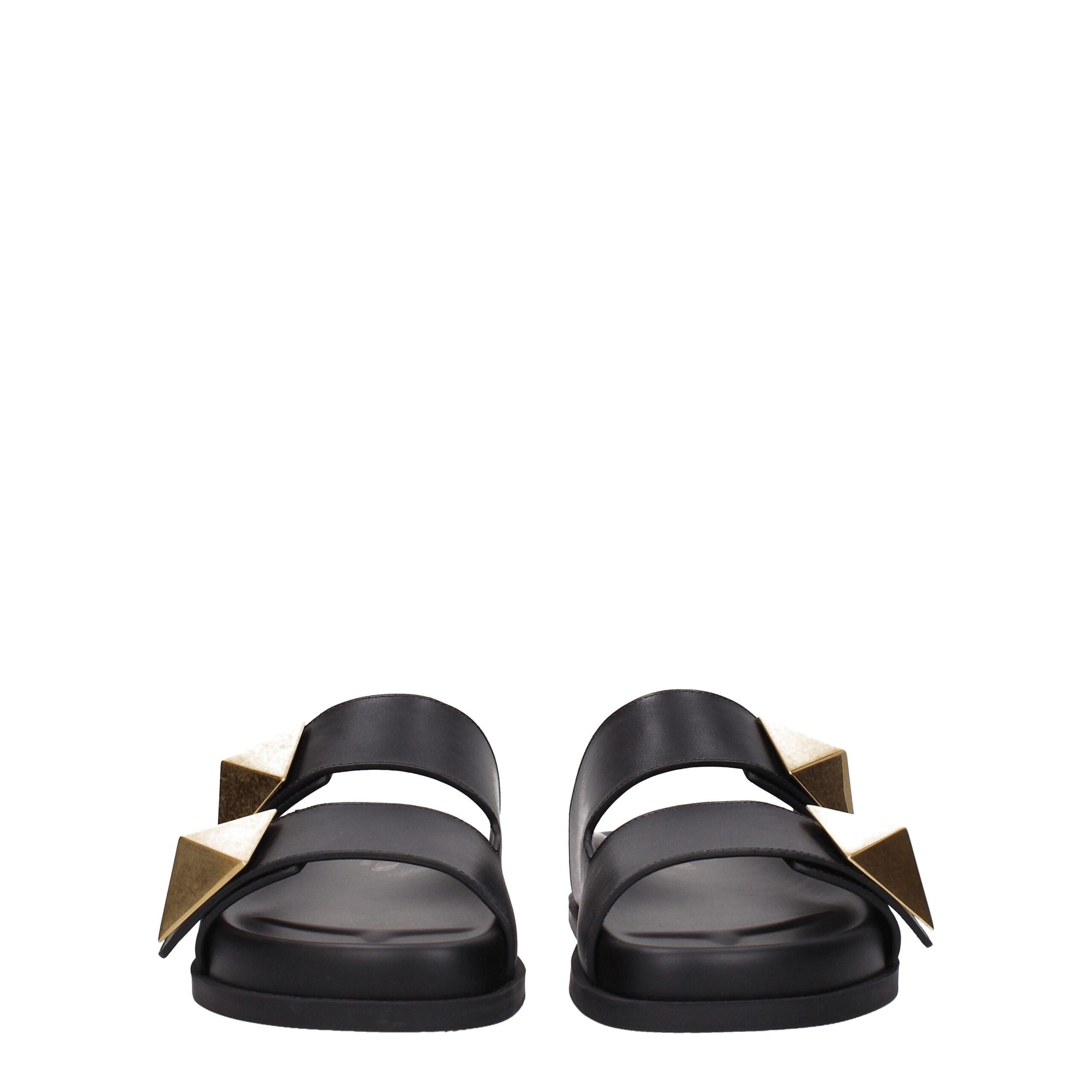 Valentino Garavani Schwarze Leder-Slipper