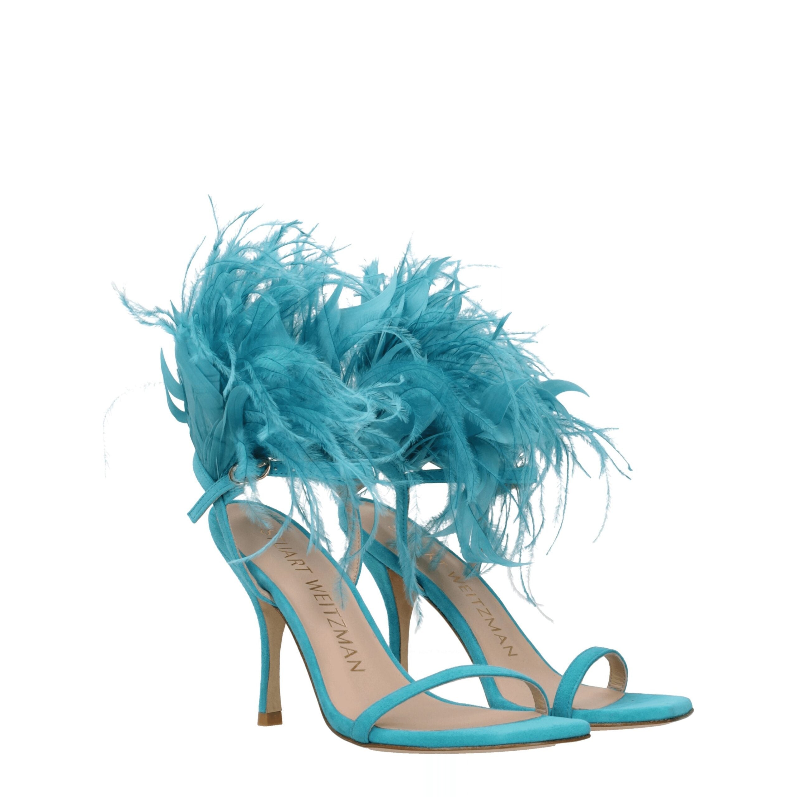 Stuart Weitzman Grüne Leder-Stilettosandalen