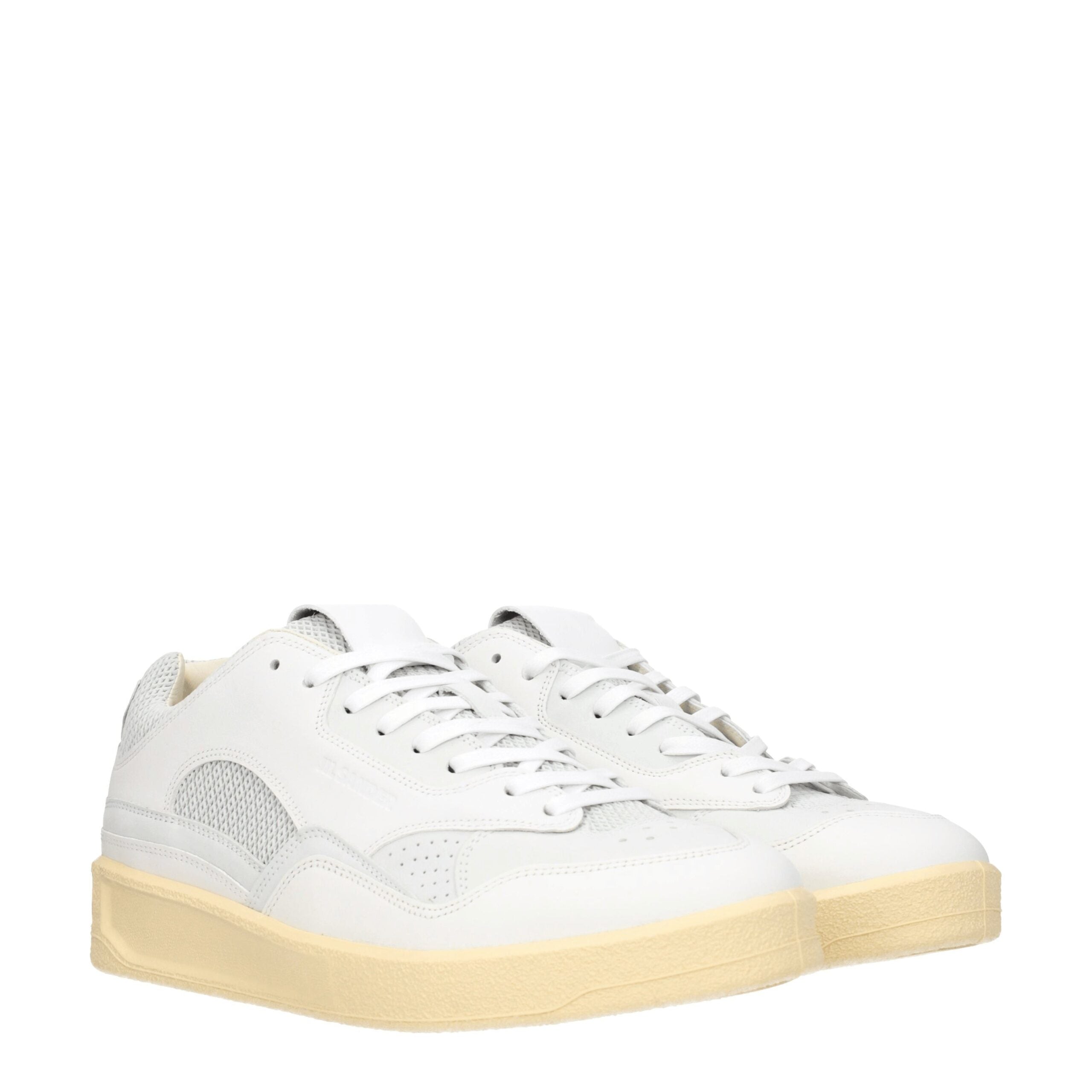 Jil Sander Weiße Low-Top-Sneaker aus Leder
