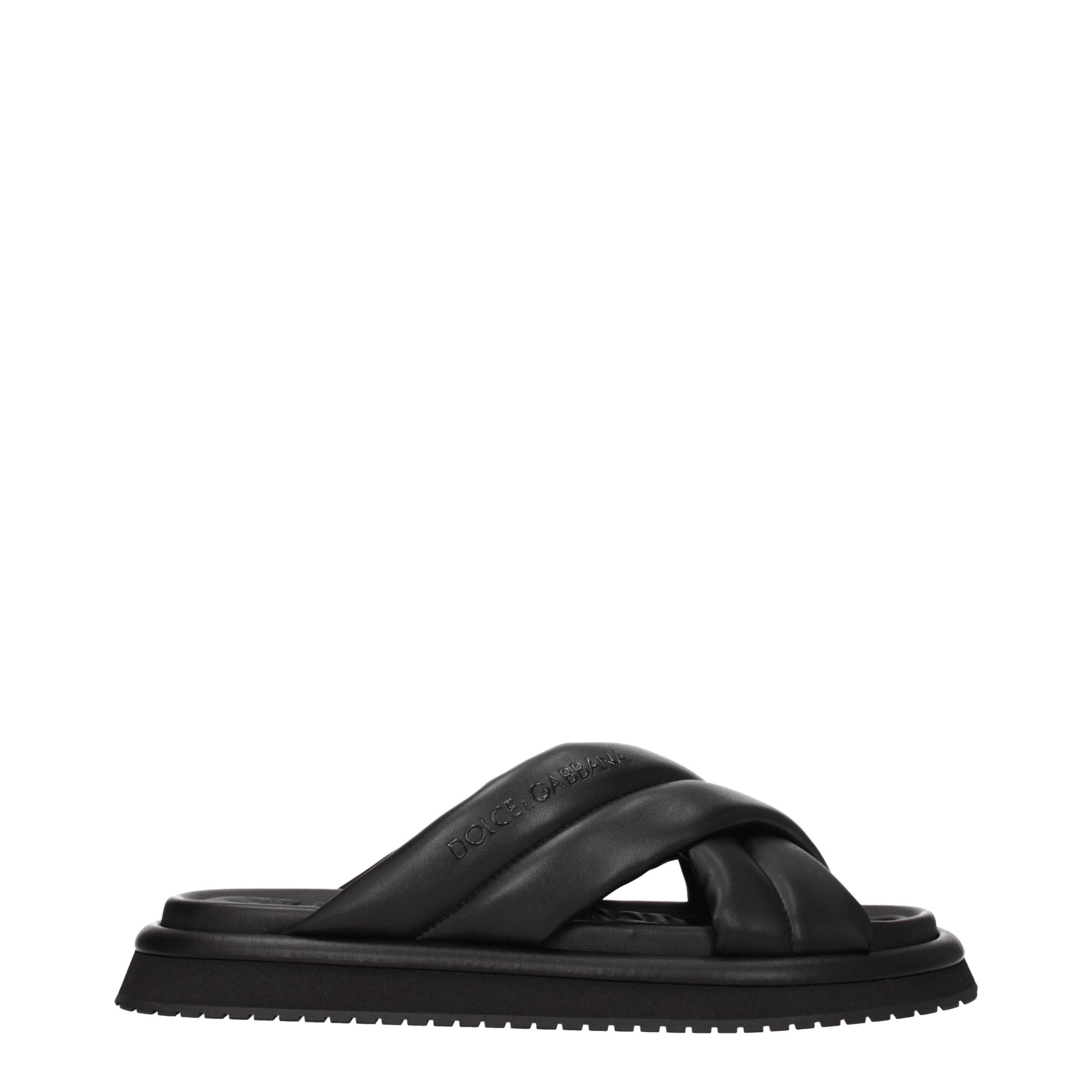 Dolce & Gabbana Schwarze Leder-Slipper