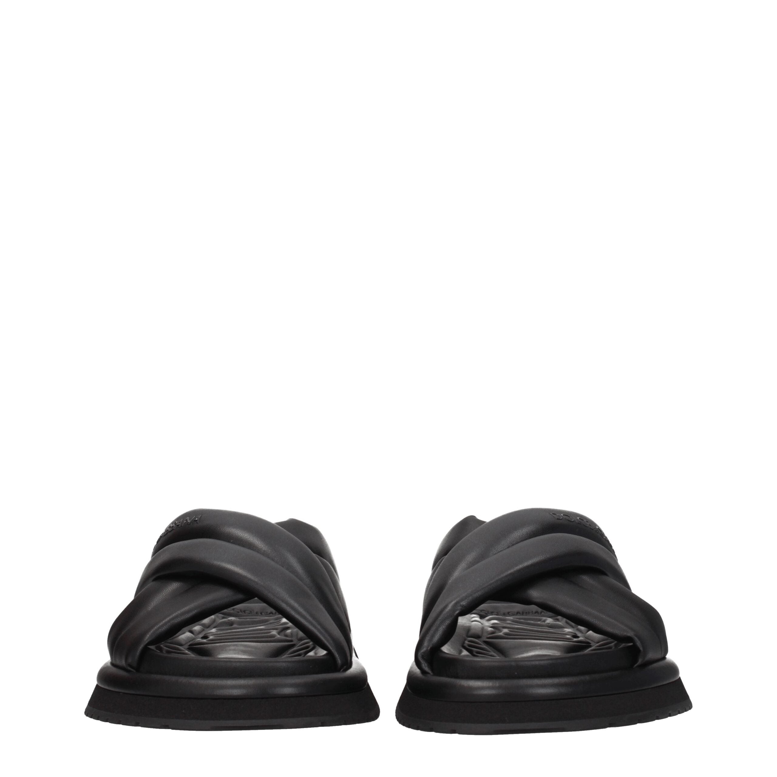 Dolce & Gabbana Schwarze Leder-Slipper