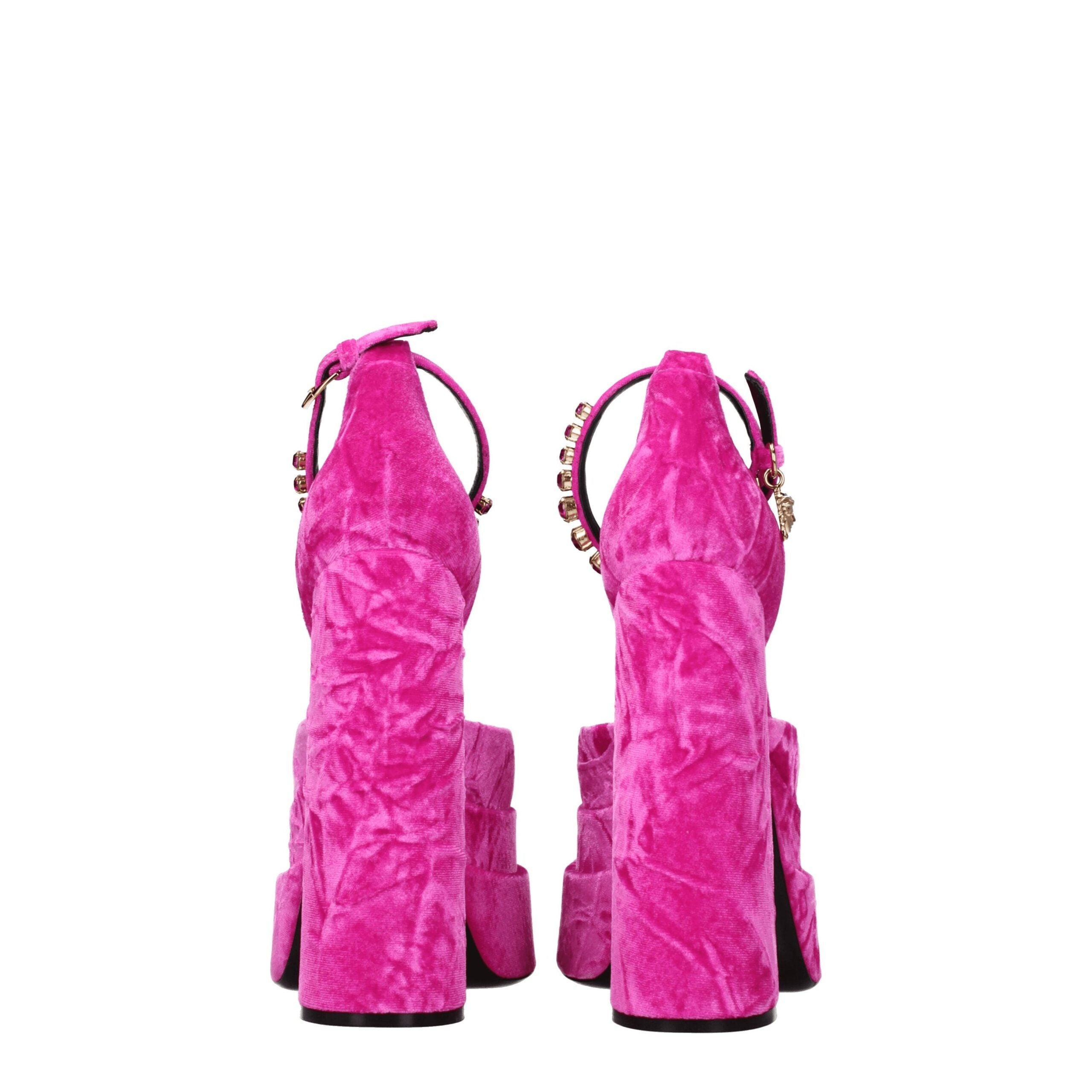 Versace Rosa Samt-Plateausandalen