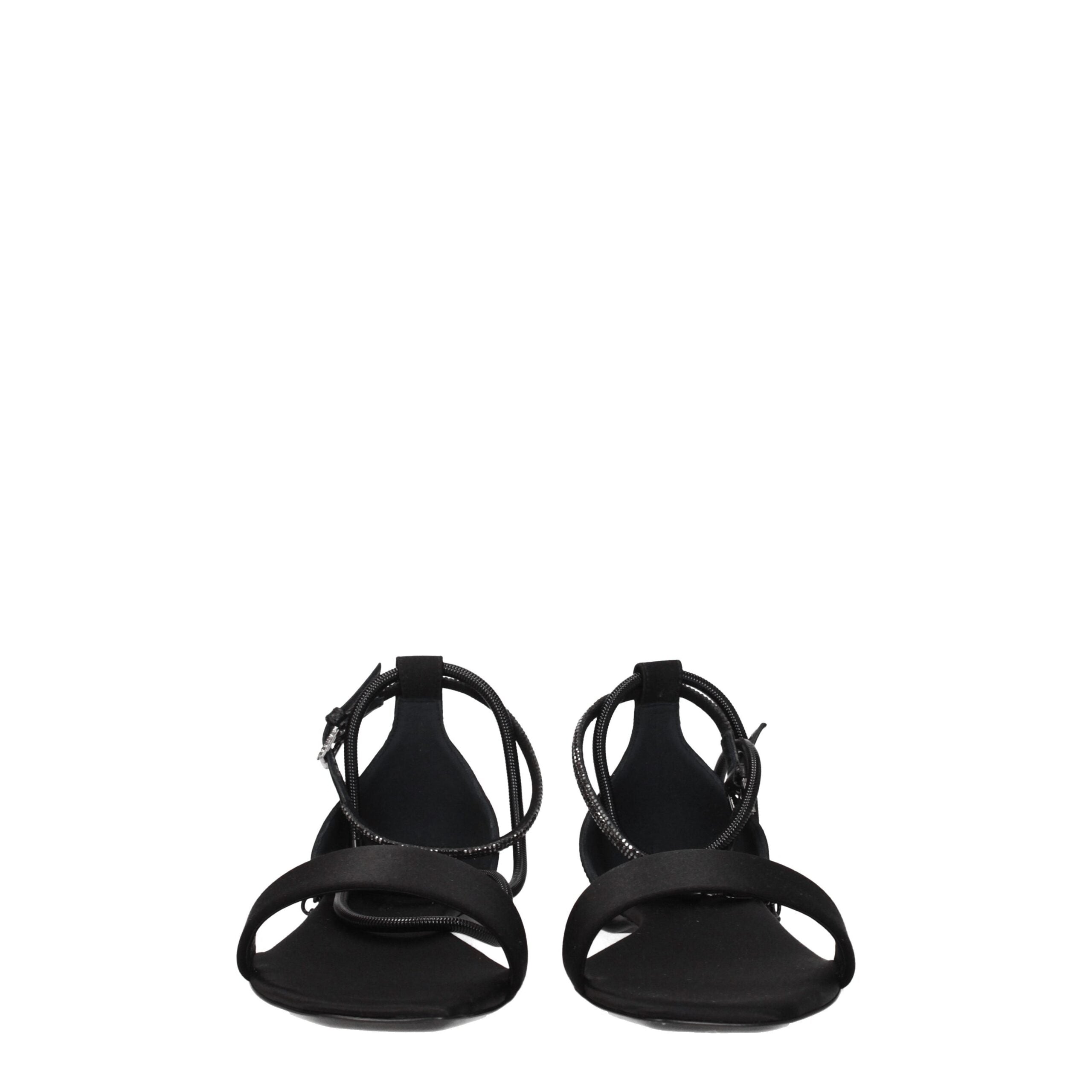 Max Mara Flache Sandalen aus schwarzem Satin