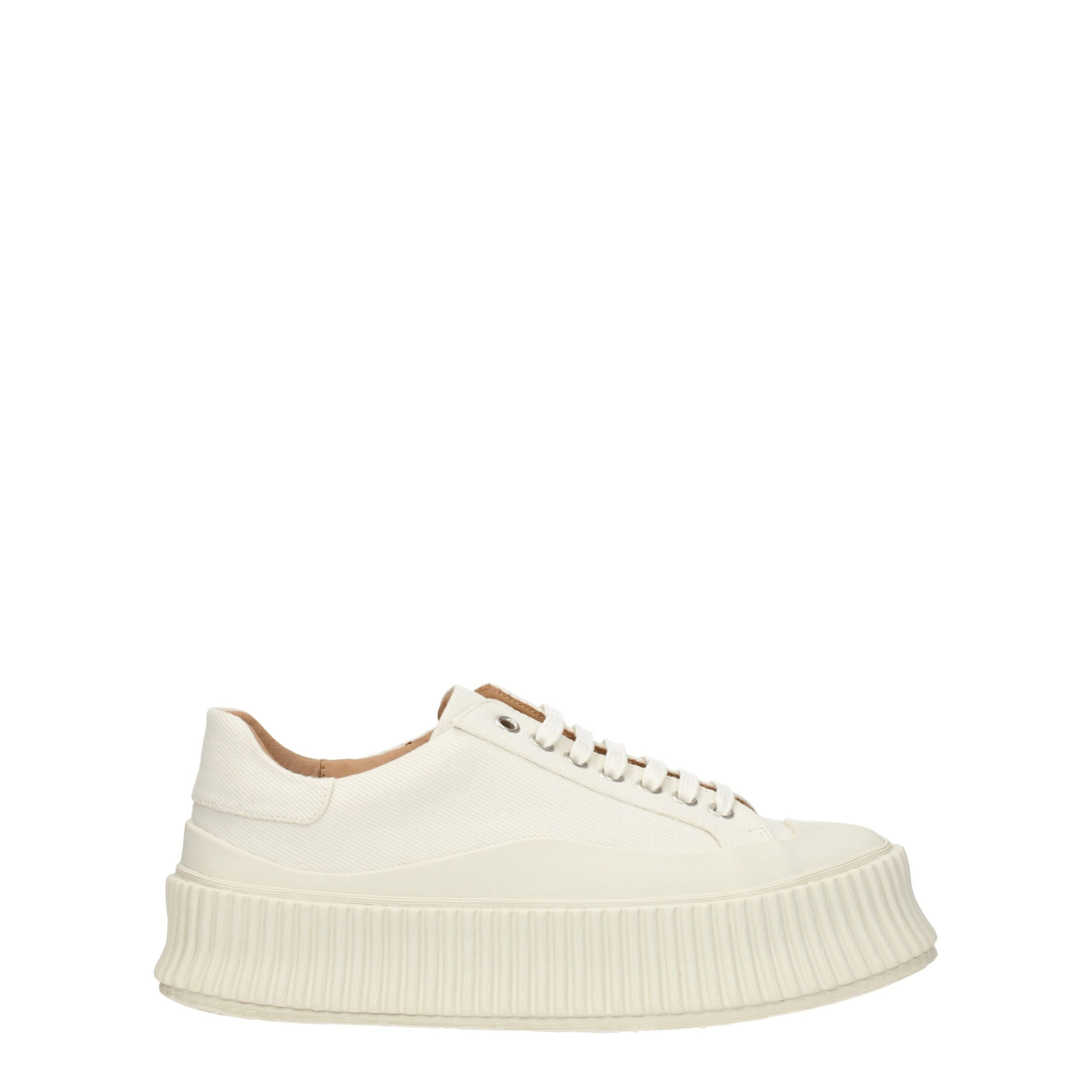 Jil Sander Weiße Stoff-Plateau-Sneaker