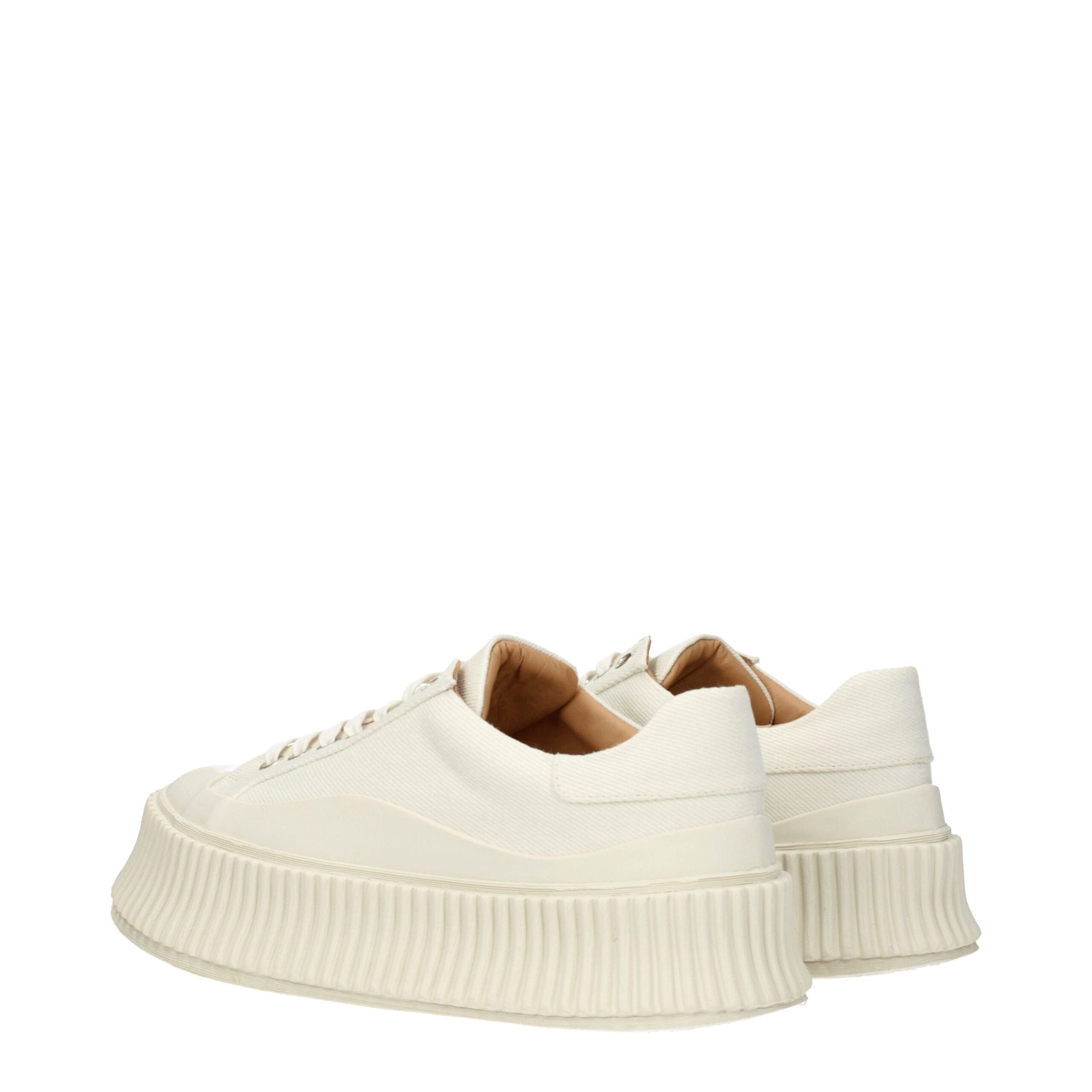 Jil Sander Weiße Stoff-Plateau-Sneaker