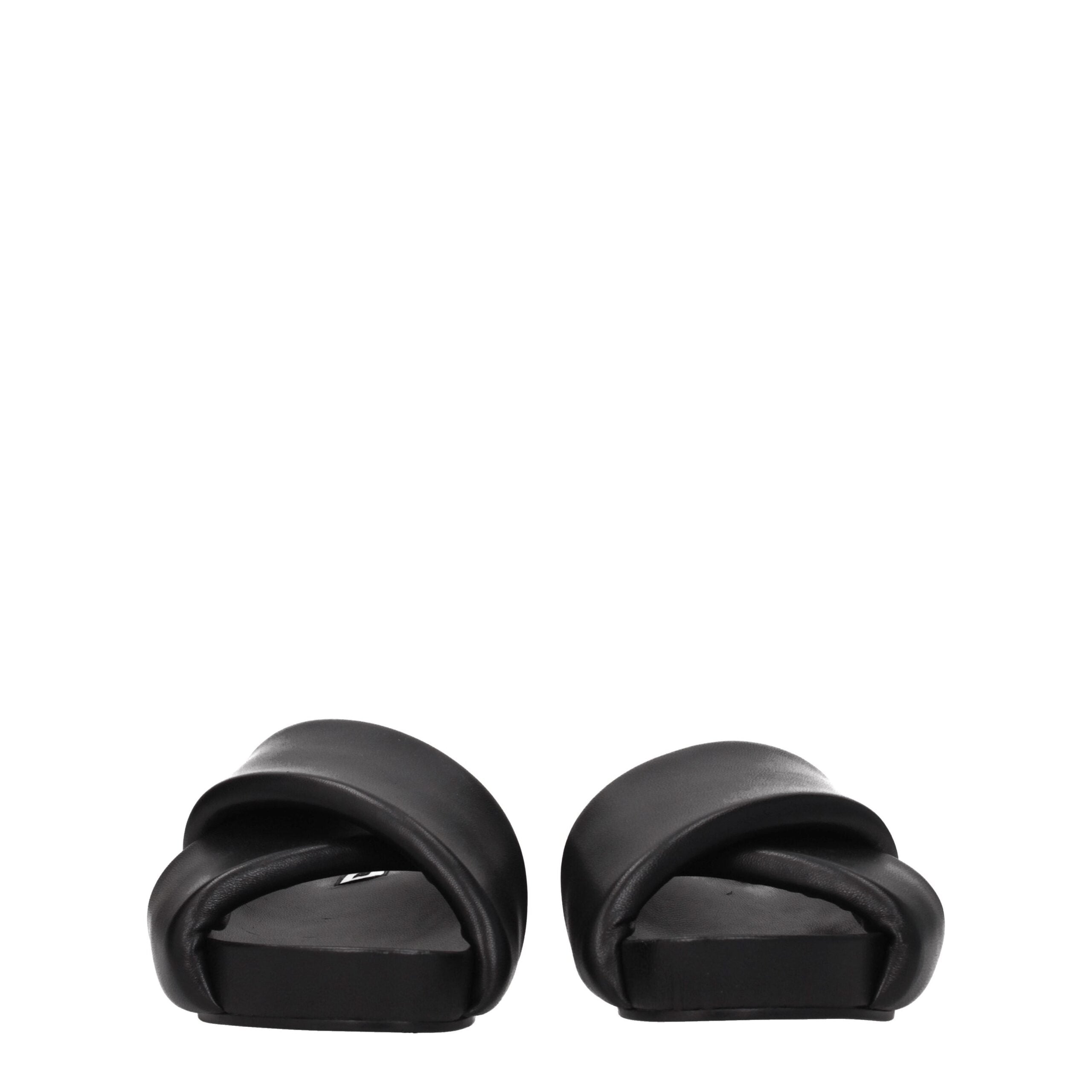 Jil Sander Schwarze Leder-Slipper