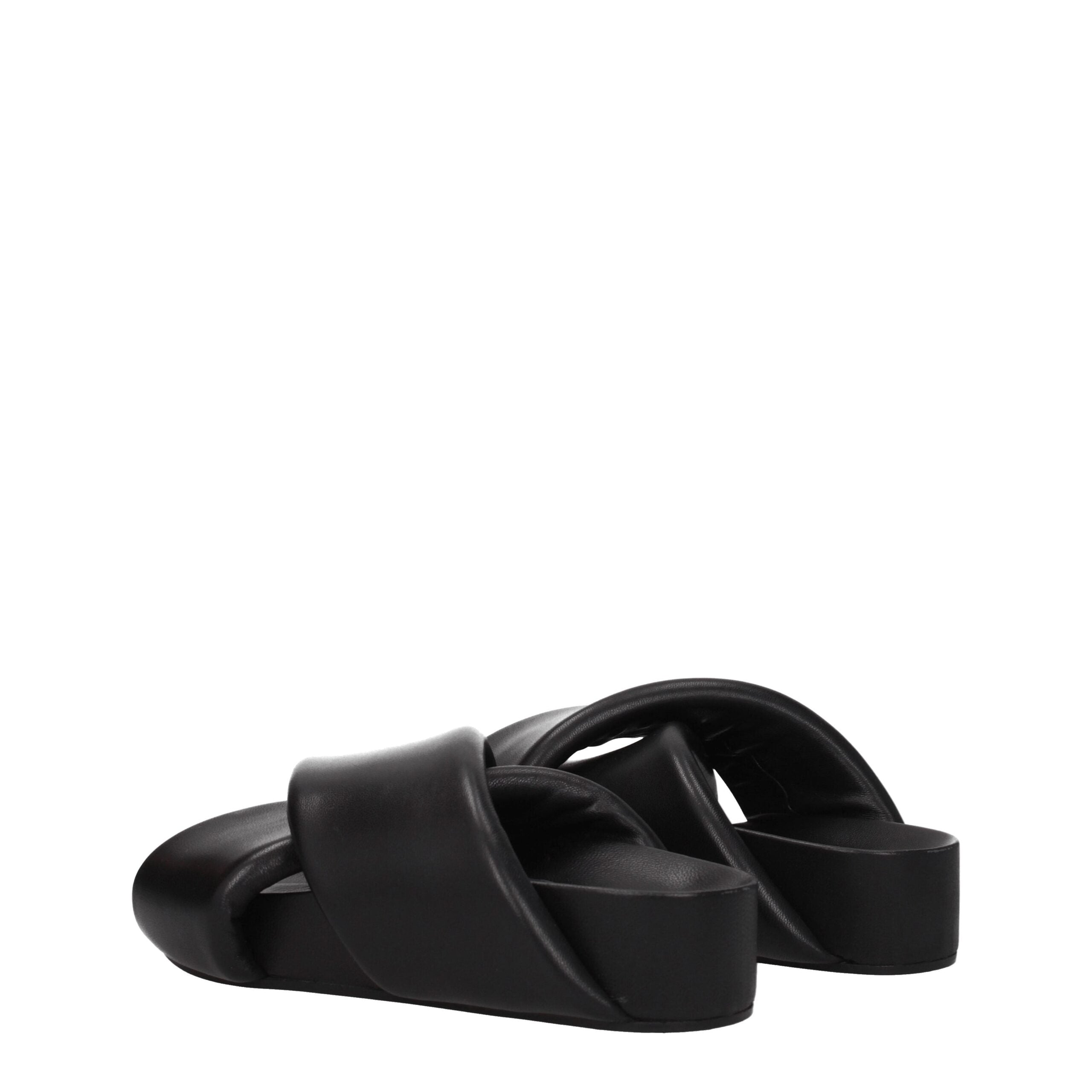 Jil Sander Schwarze Leder-Slipper