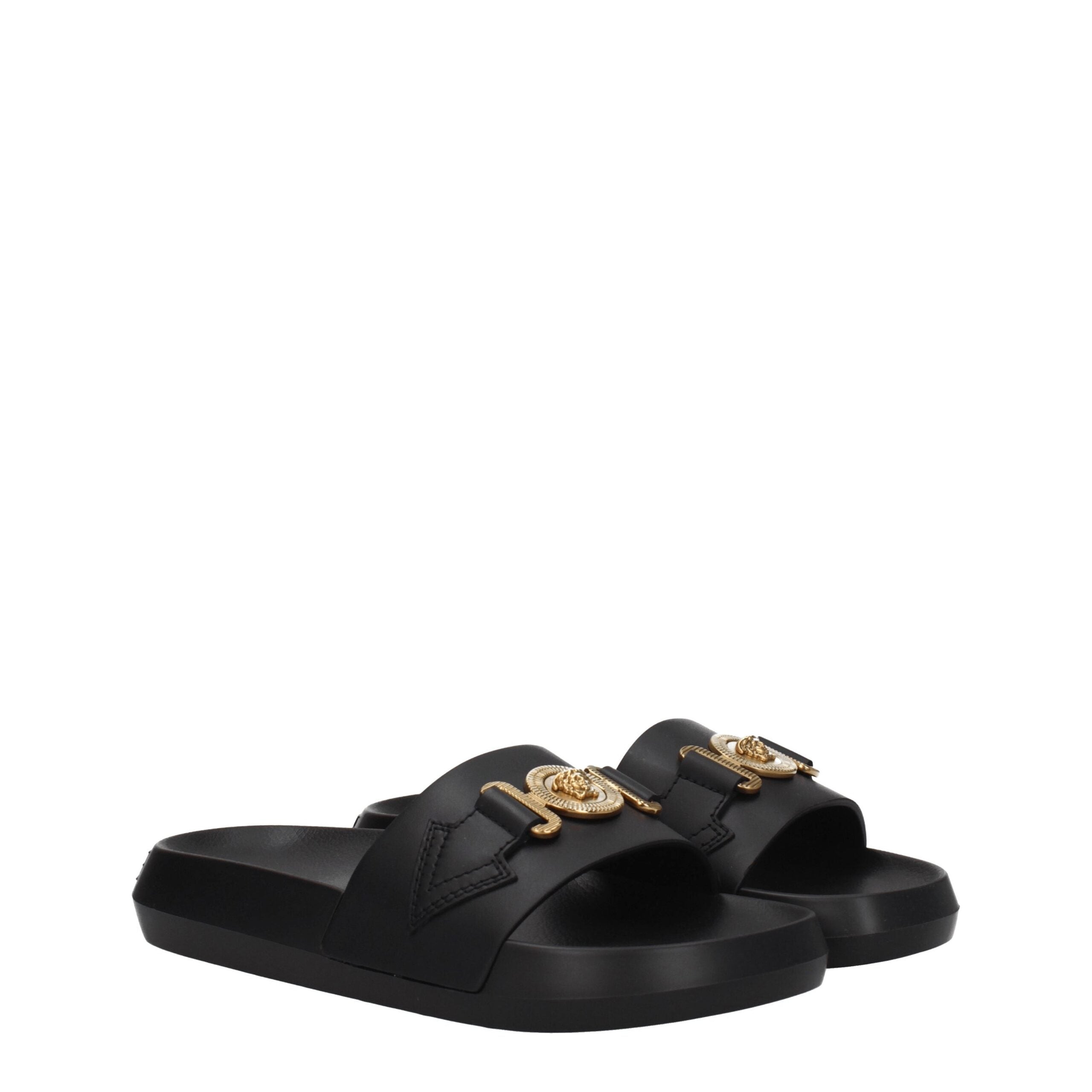 Versace Schwarze Leder-Slipper