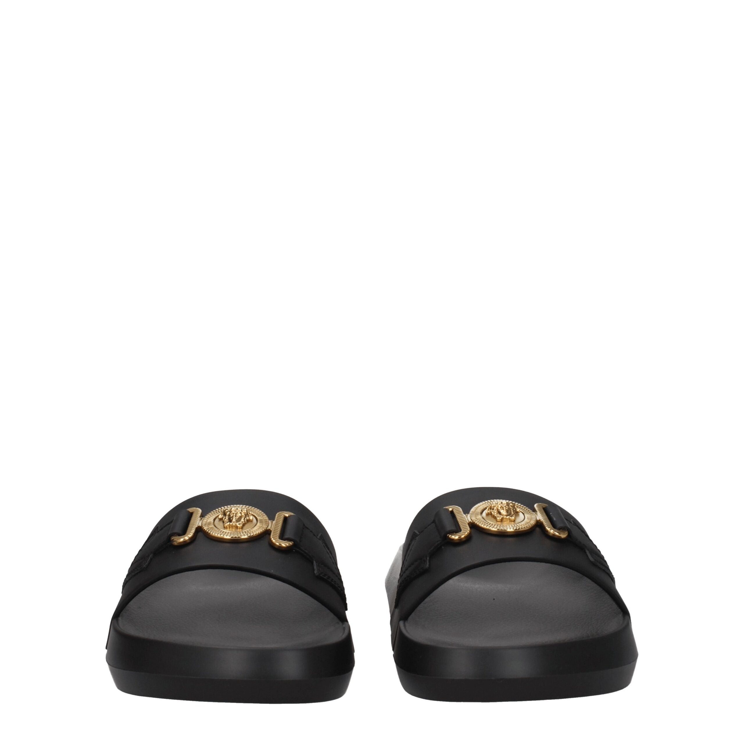 Versace Schwarze Leder-Slipper