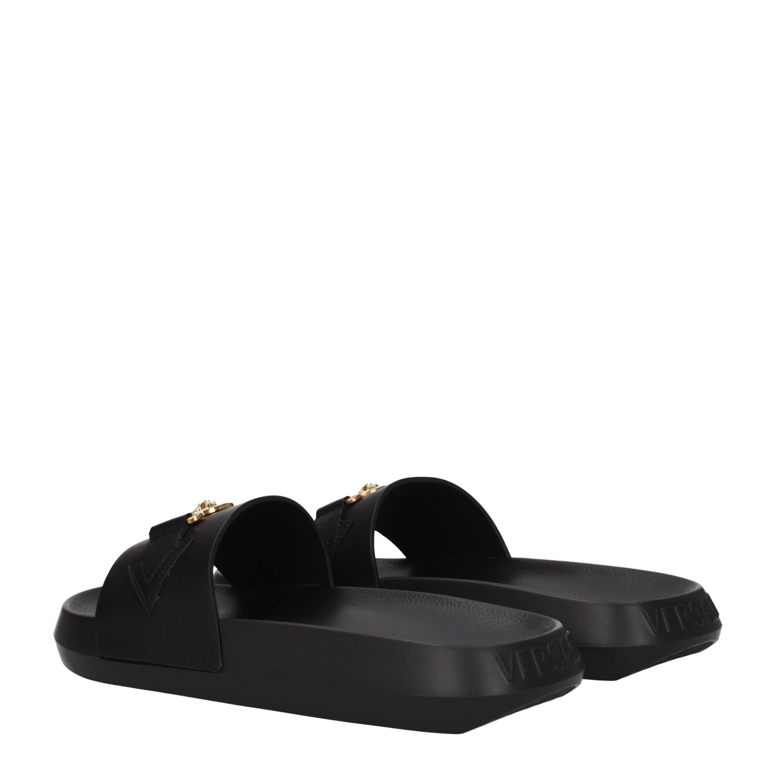 Versace Schwarze Leder-Slipper