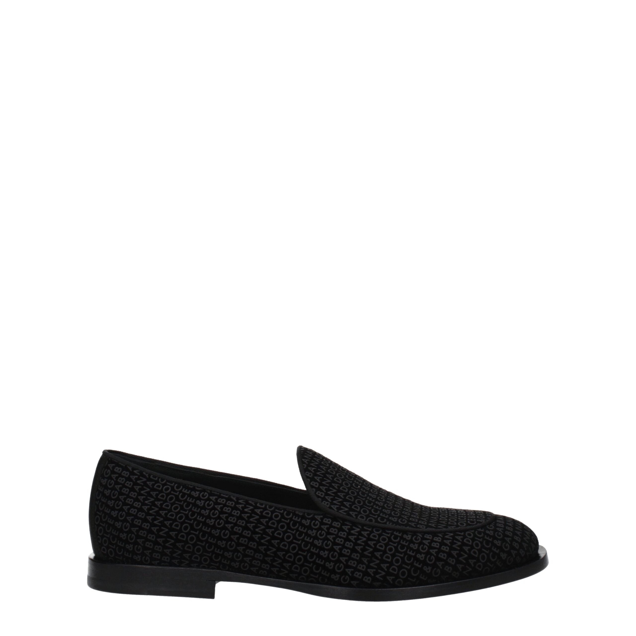 Dolce & Gabbana Schwarze Samt-Loafer zum Hineinschlüpfen