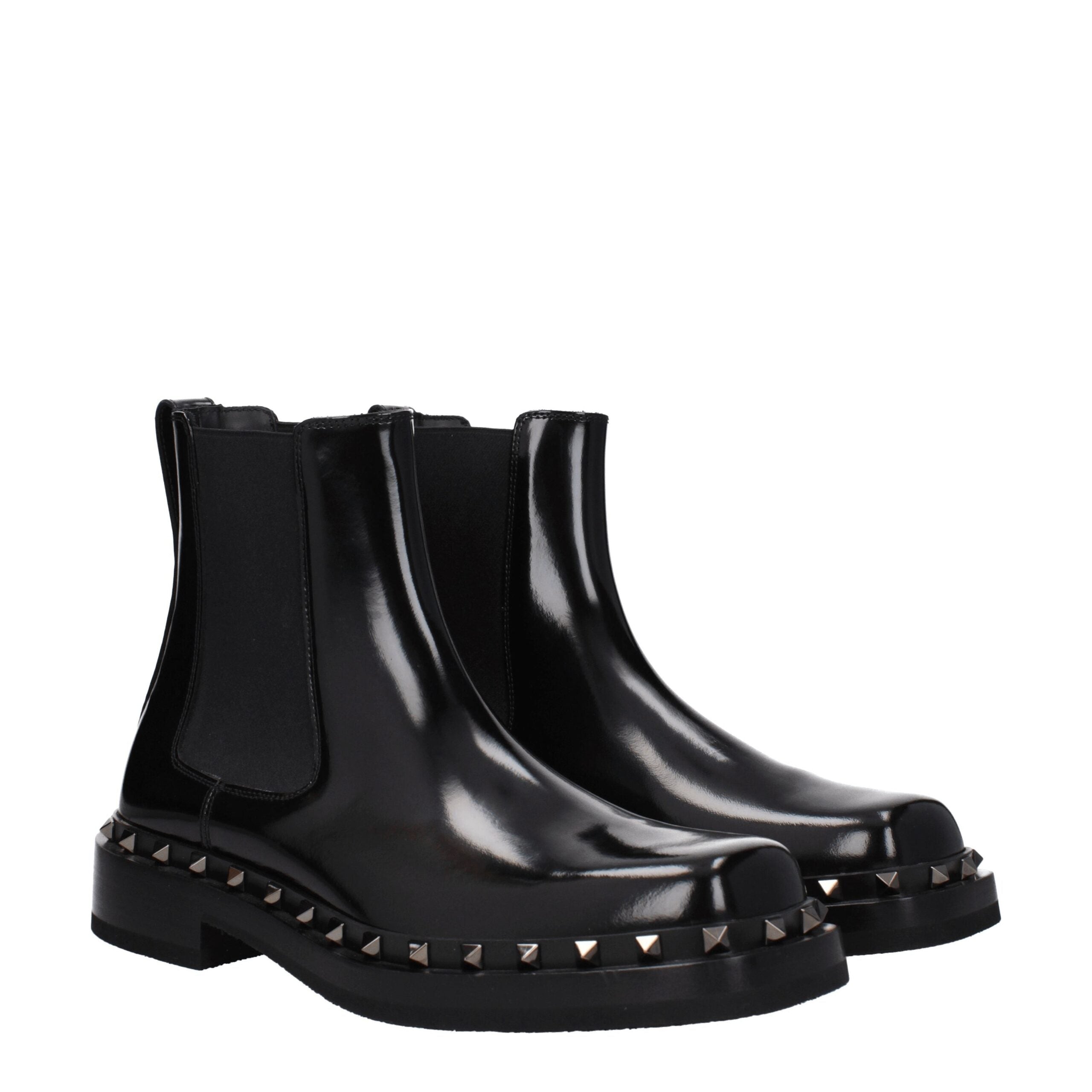 Valentino Garavani Schwarze Leder-Stiefeletten
