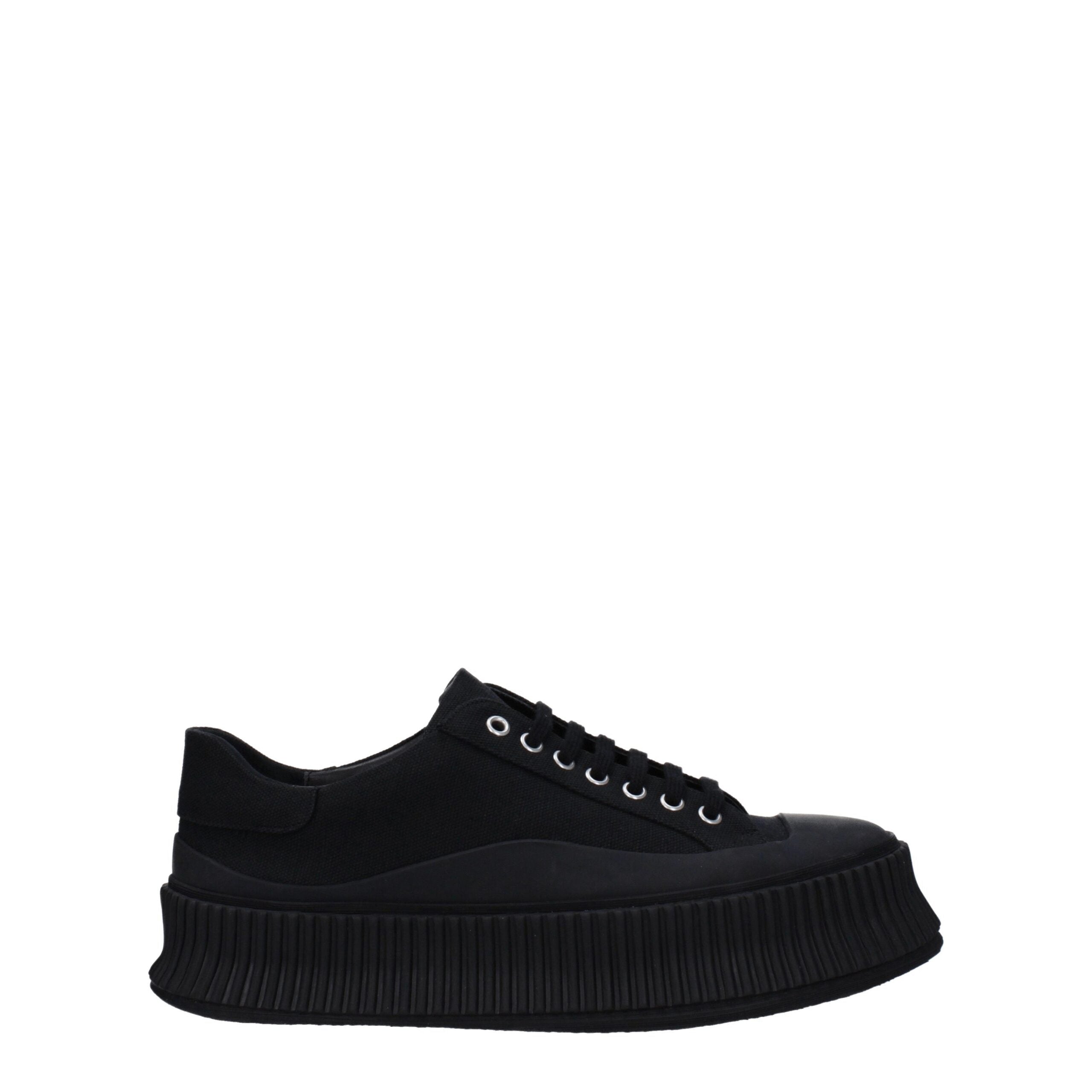 Jil Sander Schwarze Plateau-Sneaker aus Stoff