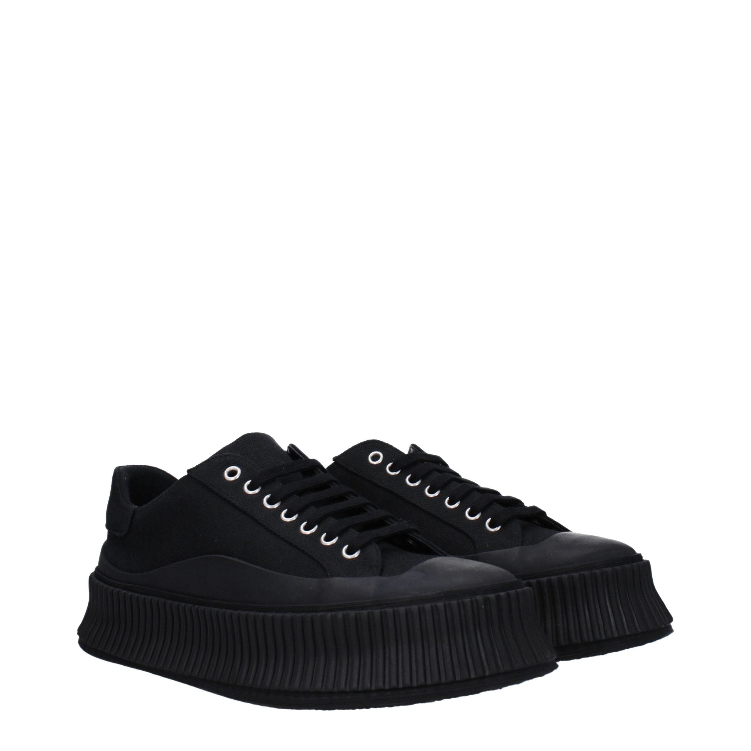 Jil Sander Schwarze Plateau-Sneaker aus Stoff