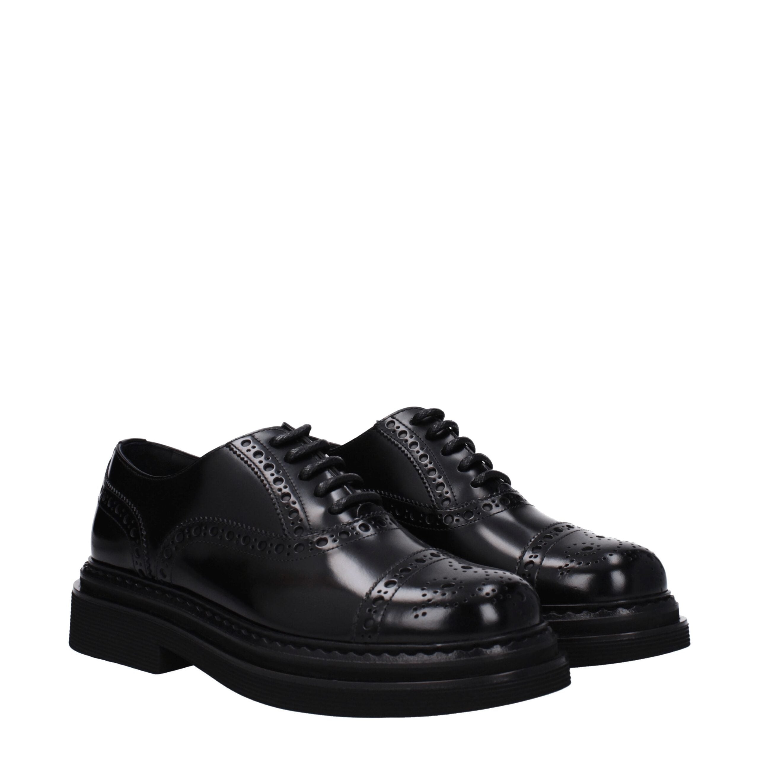 Dolce & Gabbana Schwarze Oxford- und Derby-Schuhe aus Leder