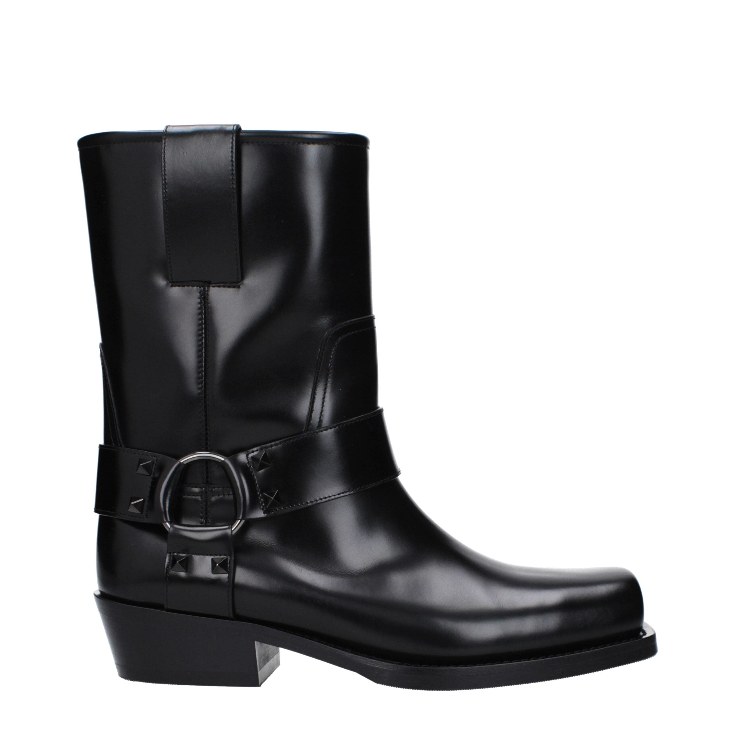 Valentino Garavani Schwarze Leder-Stiefeletten