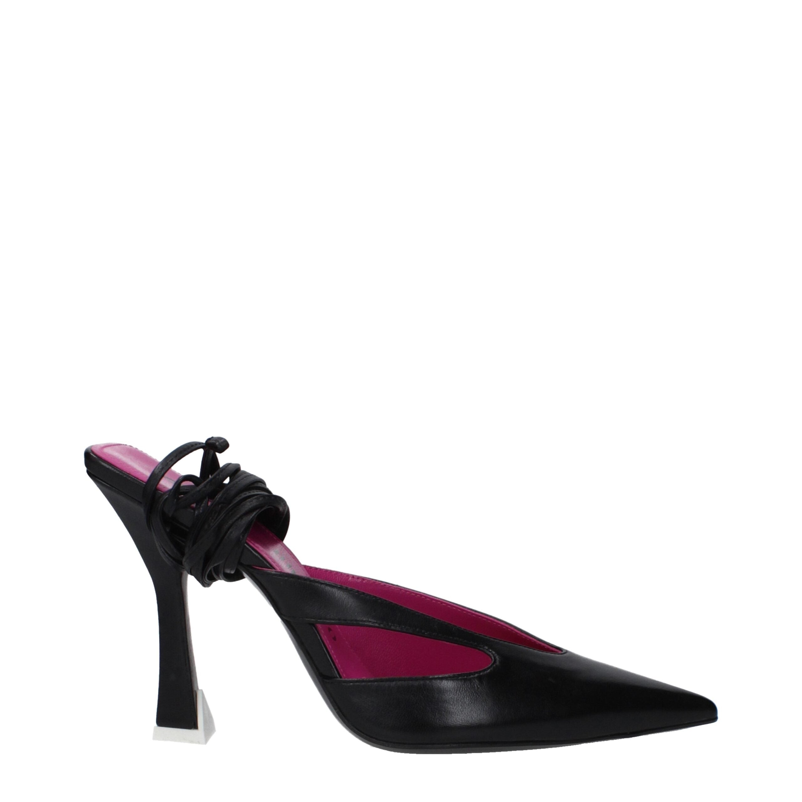 The Attico Schwarze Leder-Stiletto-Sandalen