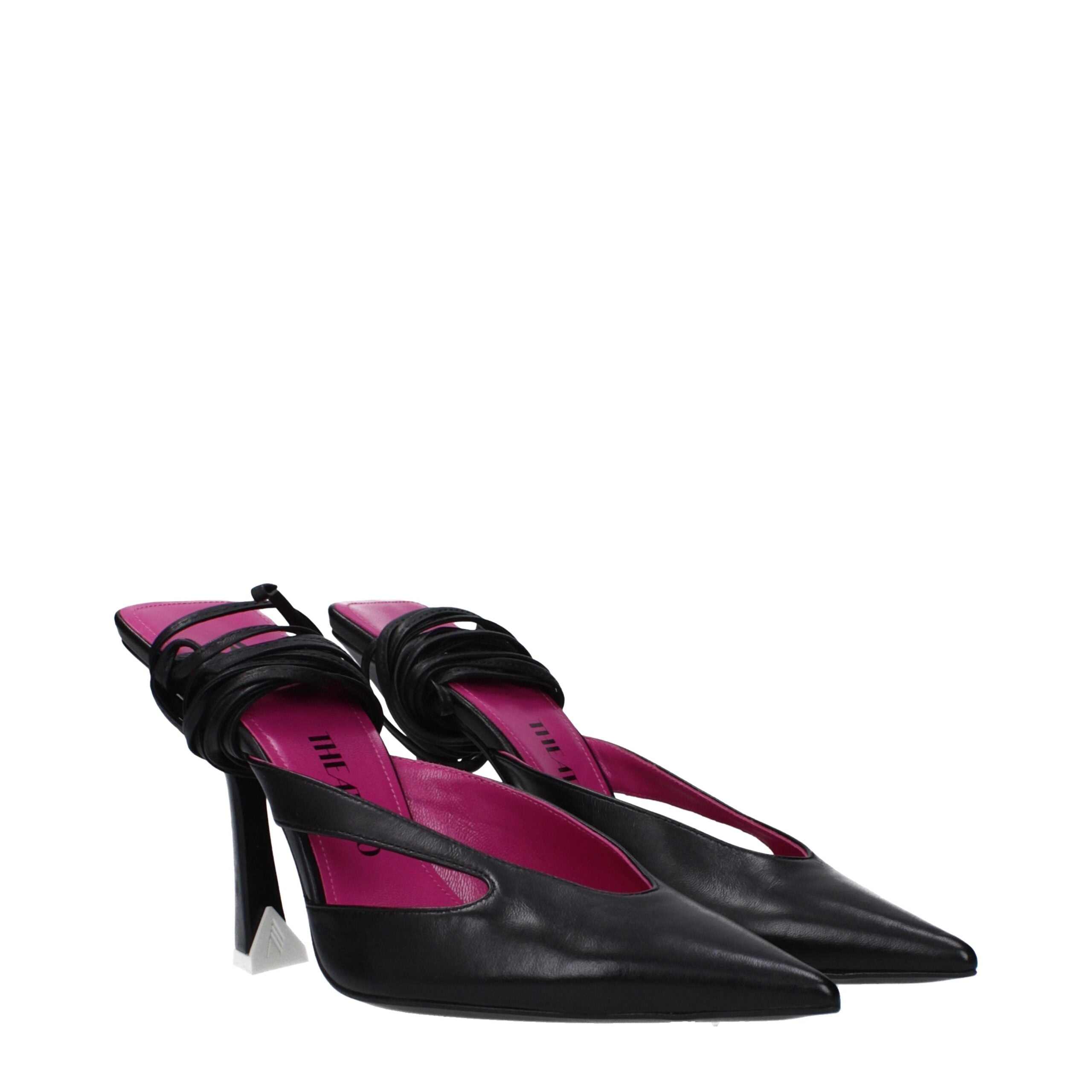 The Attico Schwarze Leder-Stiletto-Sandalen