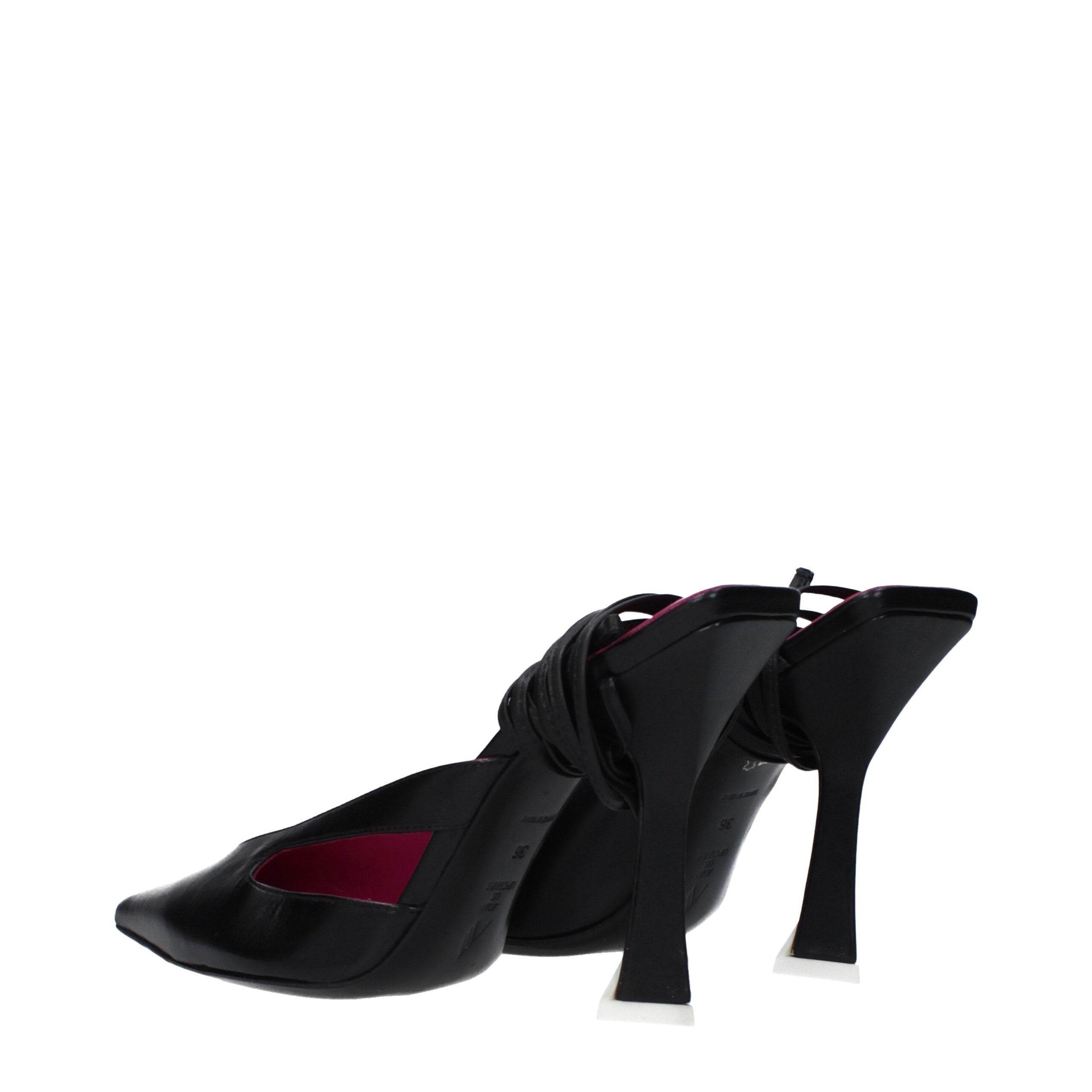 The Attico Schwarze Leder-Stiletto-Sandalen
