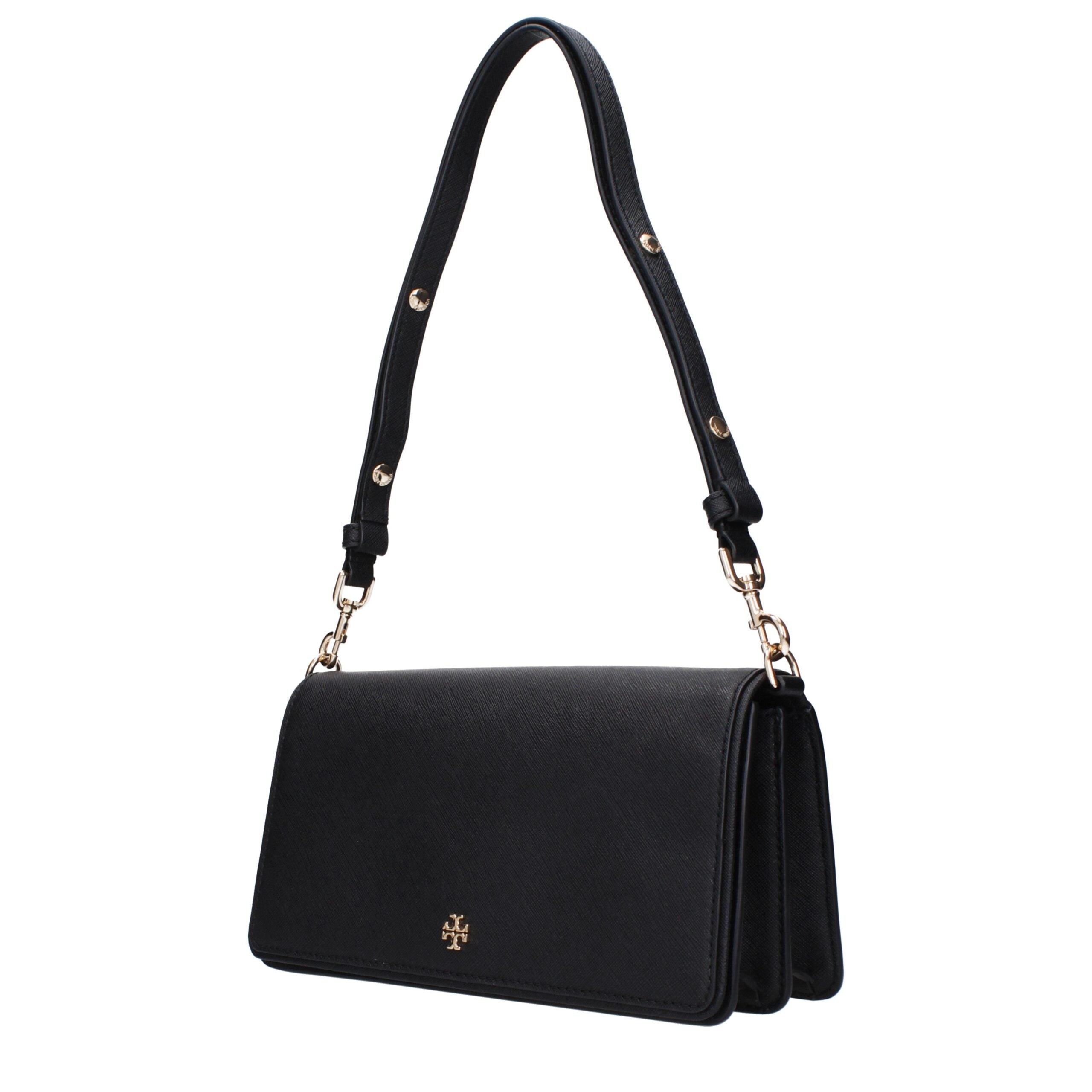 Tory Burch Schwarze Leder Umhängetasche