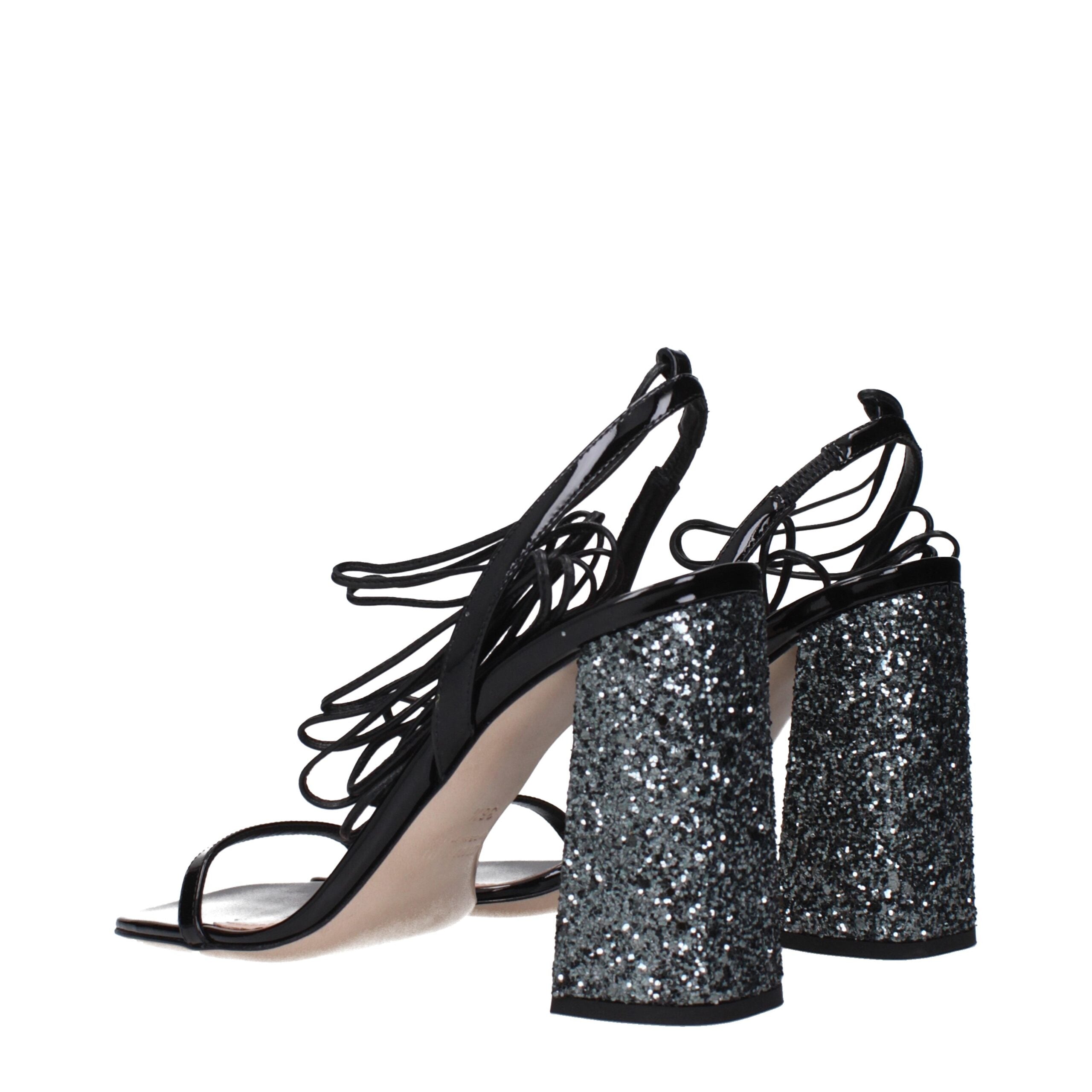 Miu Miu Schwarze Leder Plateau-Sandalen