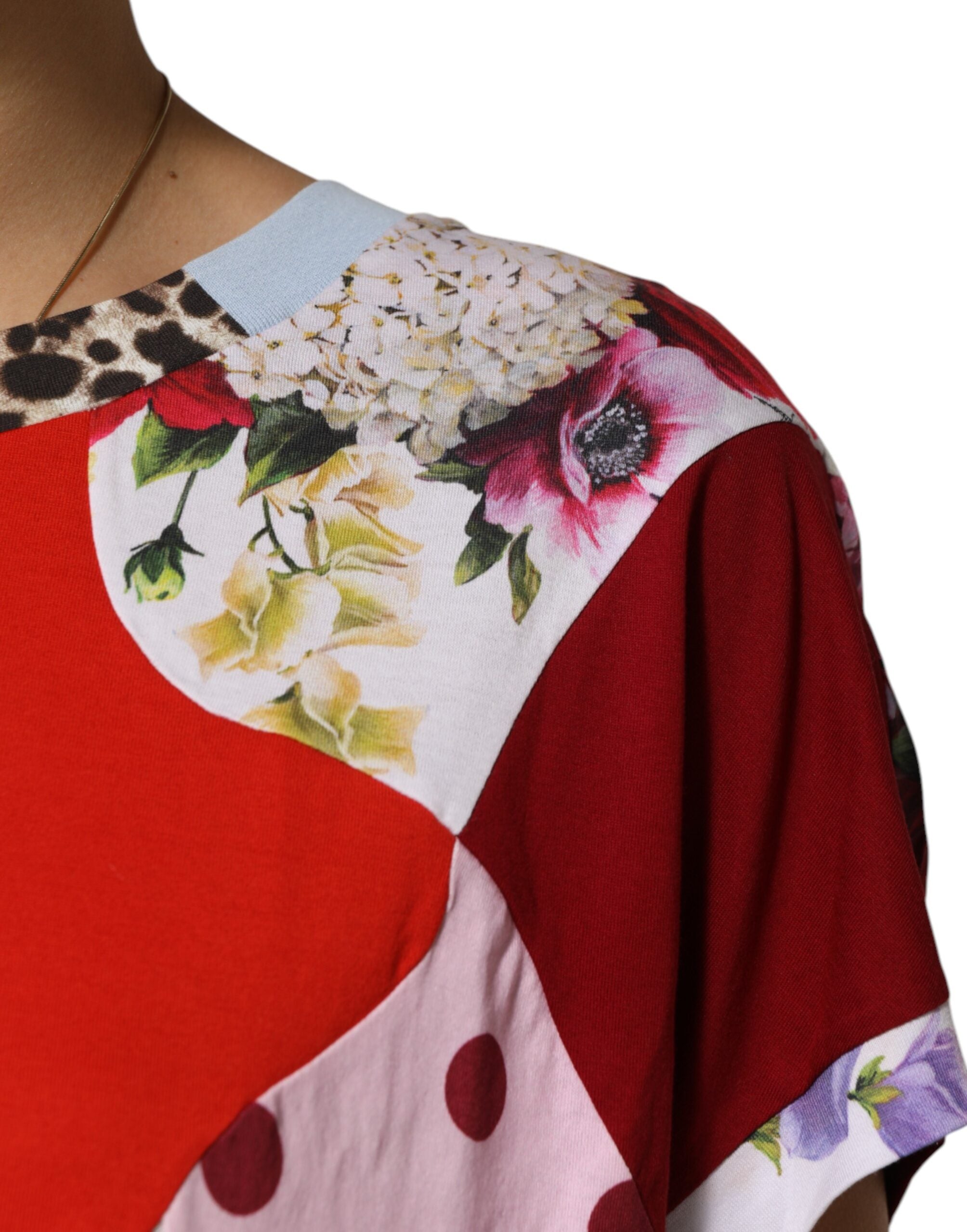 Dolce & Gabbana Multicolor Patchwork-Baumwoll-Seidenbluse Top