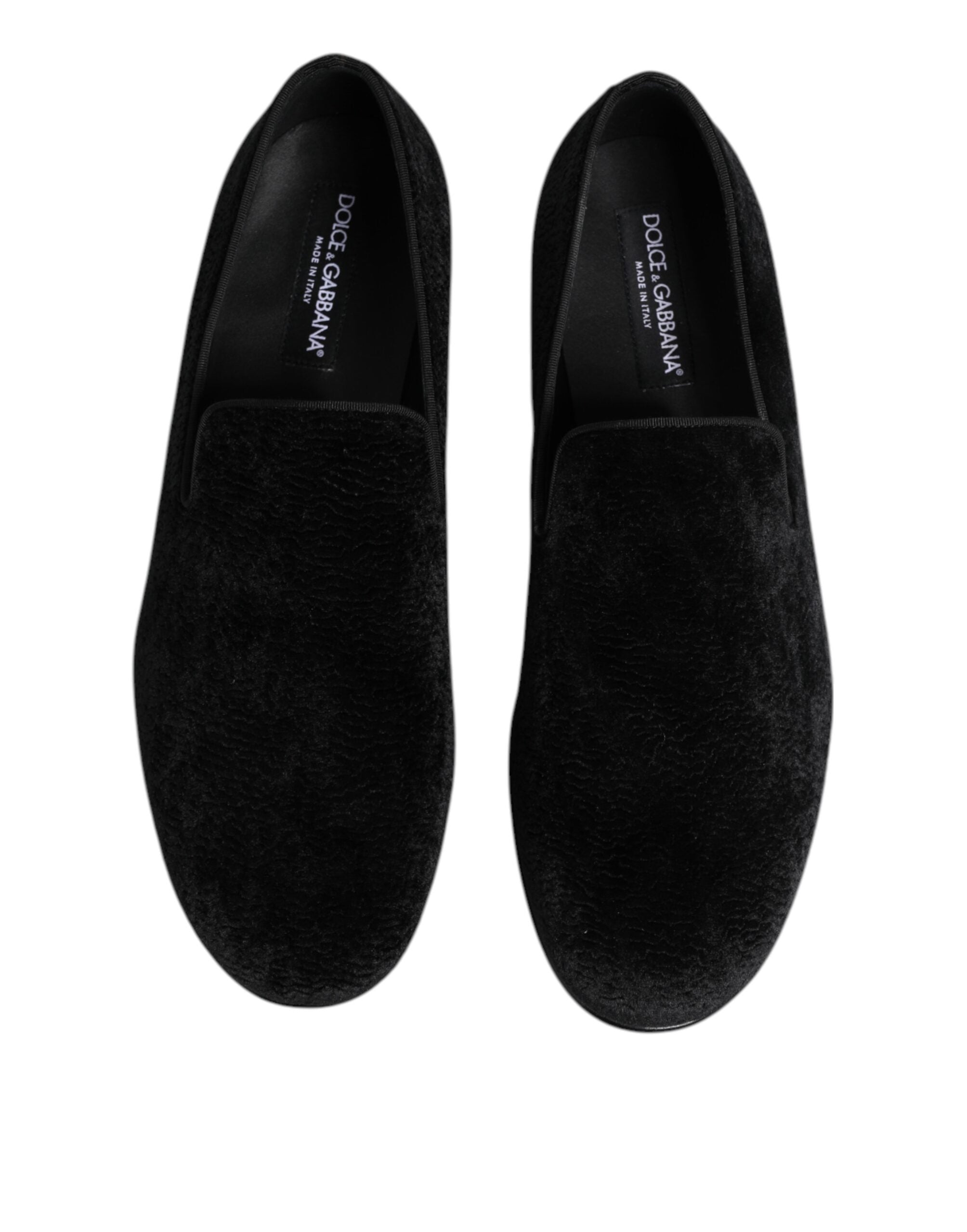 Dolce & Gabbana Schwarz Jacquard Loafers Formal Männer Kleid Schuhe