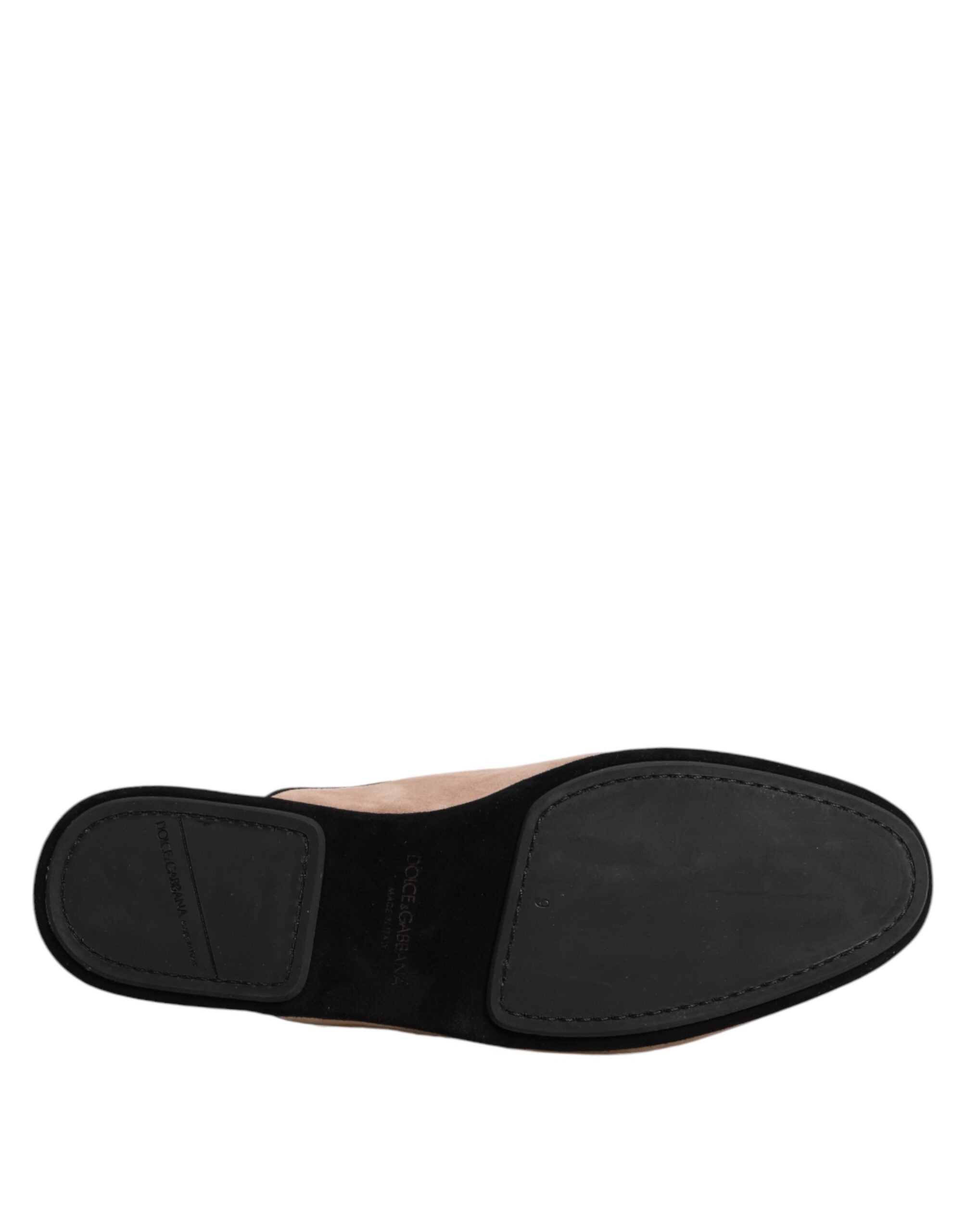 Dolce & Gabbana Beige Wildleder Rutschen Flache Slipper Schuhe