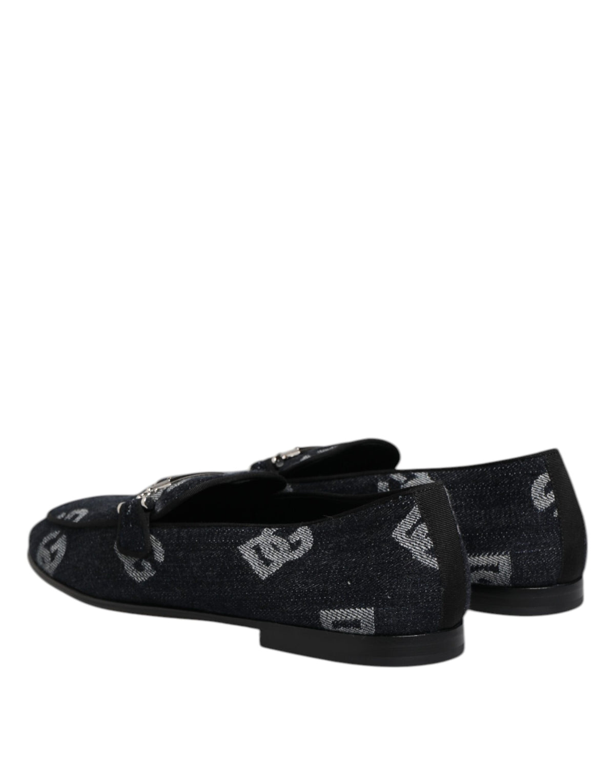 Dolce & Gabbana Blaue Logo-Baumwoll-Loafers Formelle Anzugschuhe