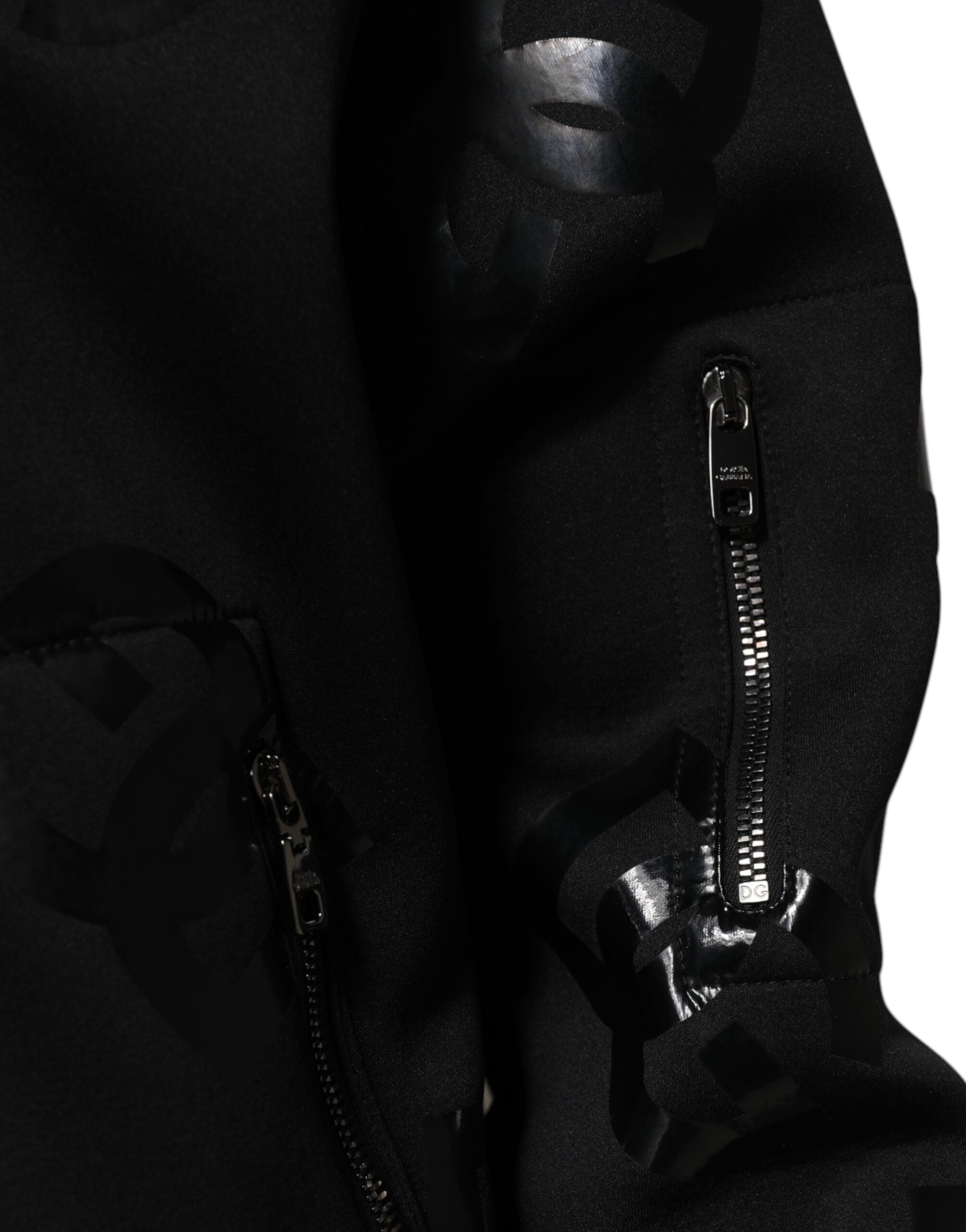 Dolce & Gabbana Schwarze Wolle Logo DG Mania Männer Bomberjacke