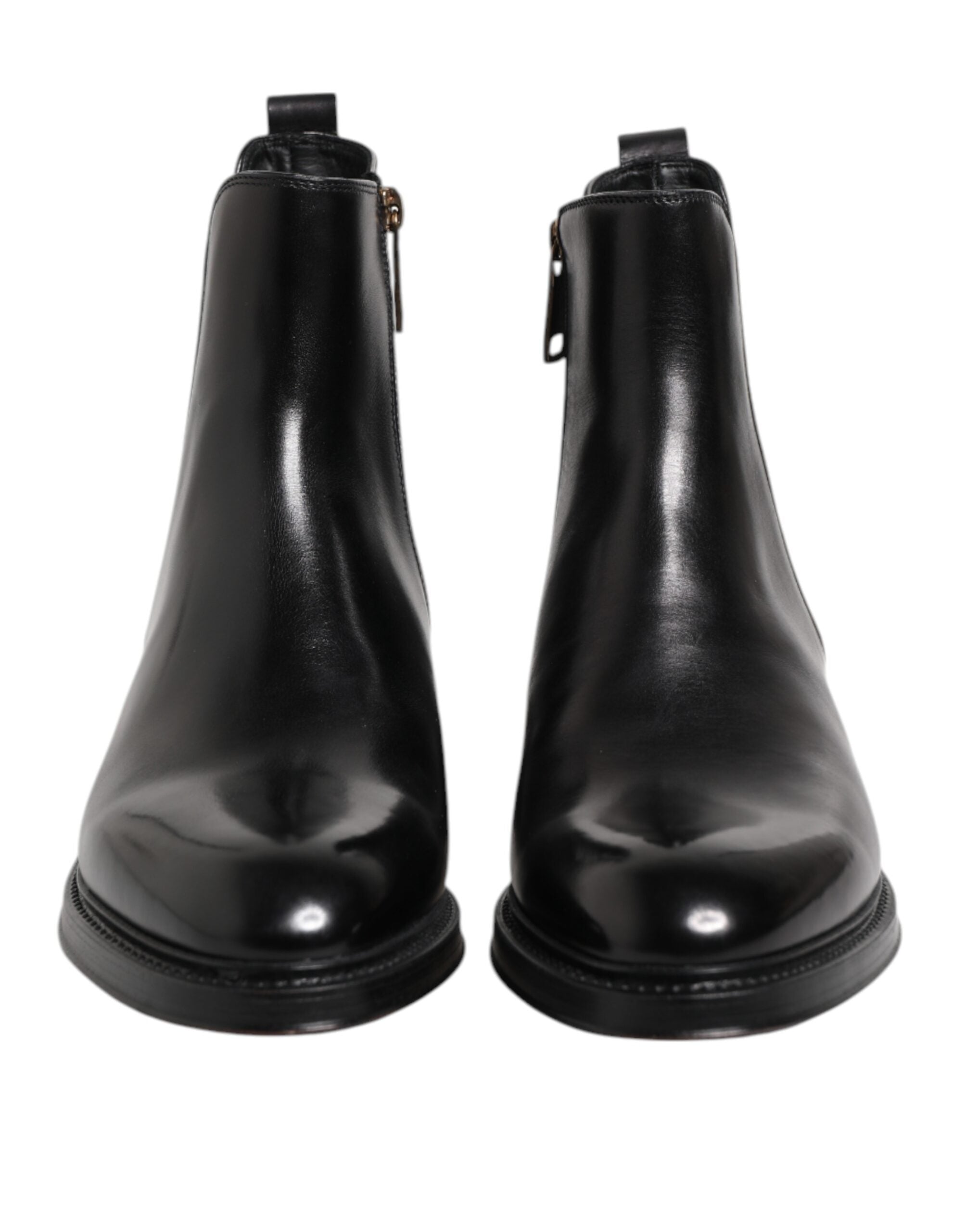 Dolce & Gabbana Schwarz Chelsea Leder Mid Calf Stiefel Schuhe