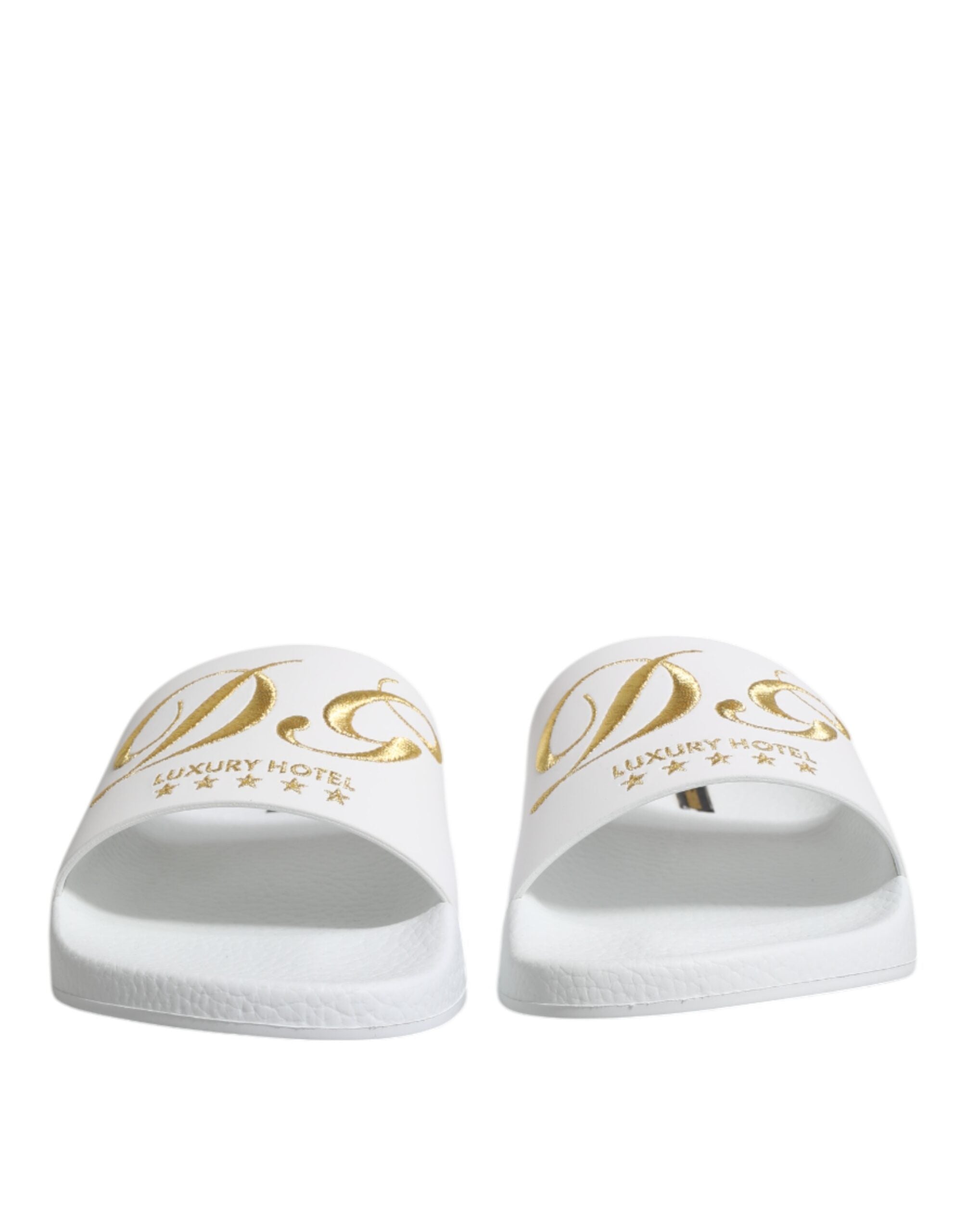Dolce & Gabbana Weiße Leder Pantoletten Sandalen Beachwear Schuhe