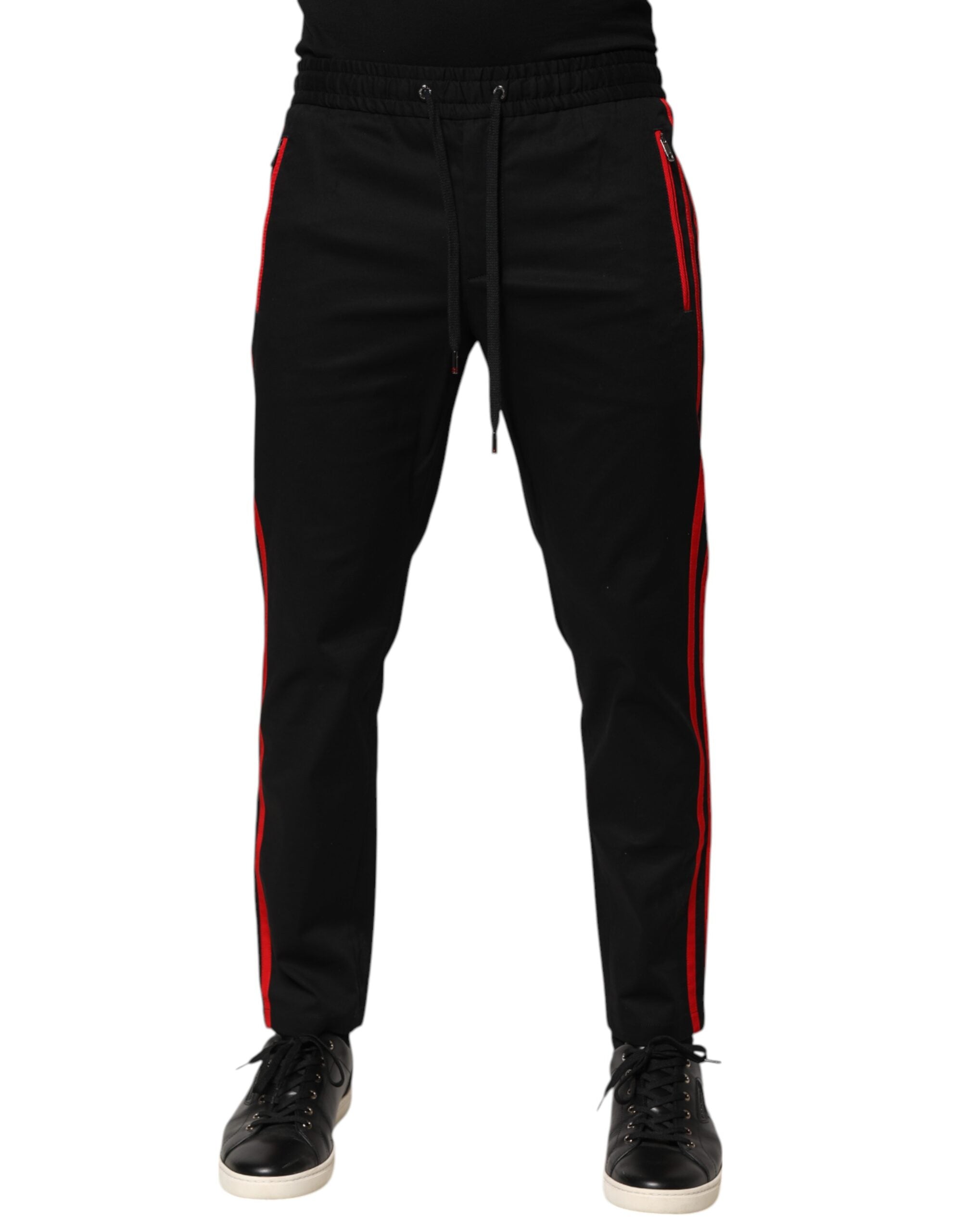 Dolce & Gabbana Rot gestreifte Baumwoll-Logo-Jogger-Sweatpants