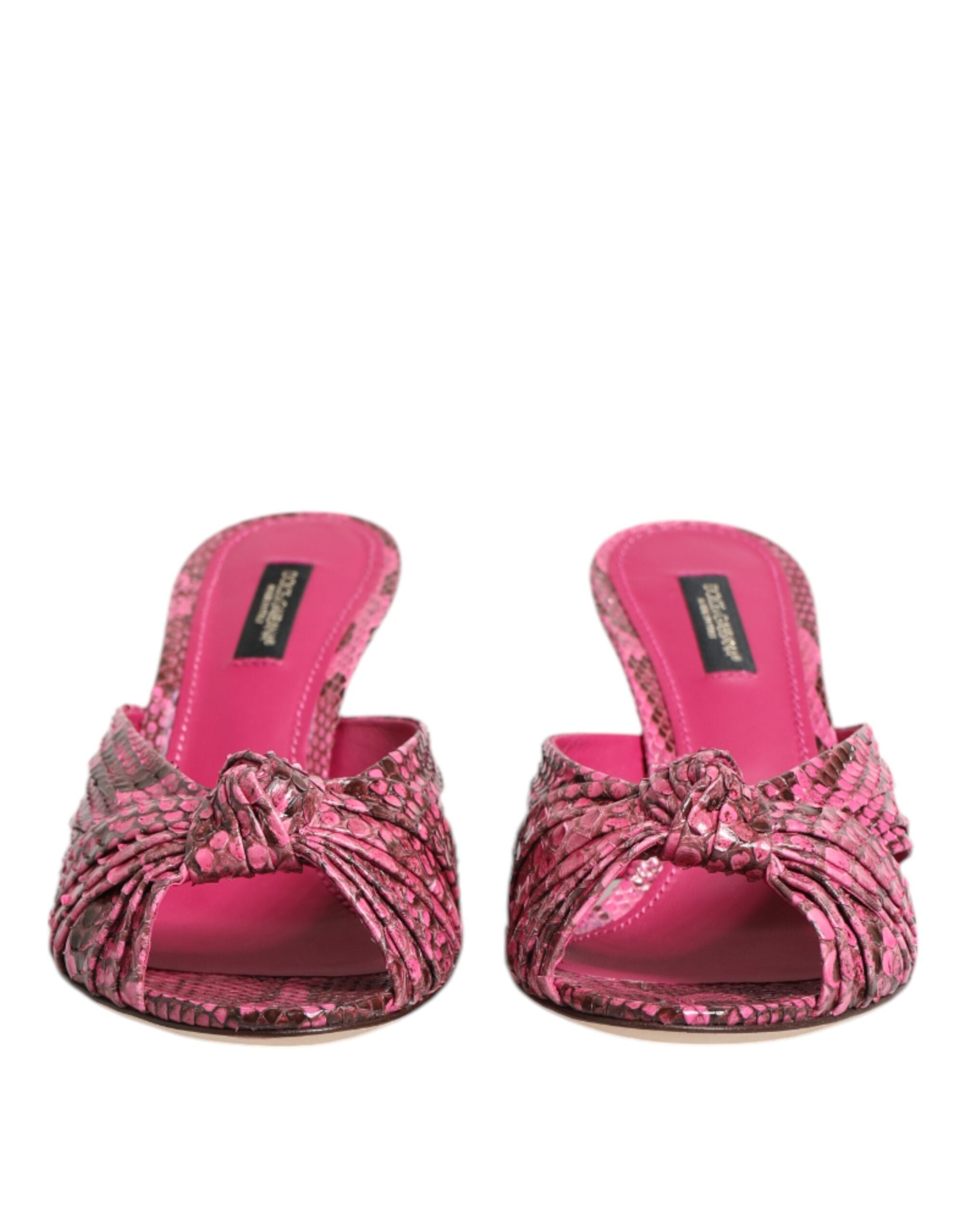 Dolce & Gabbana Rosa Leder Absätze Rutschen Sandalen Schuhe