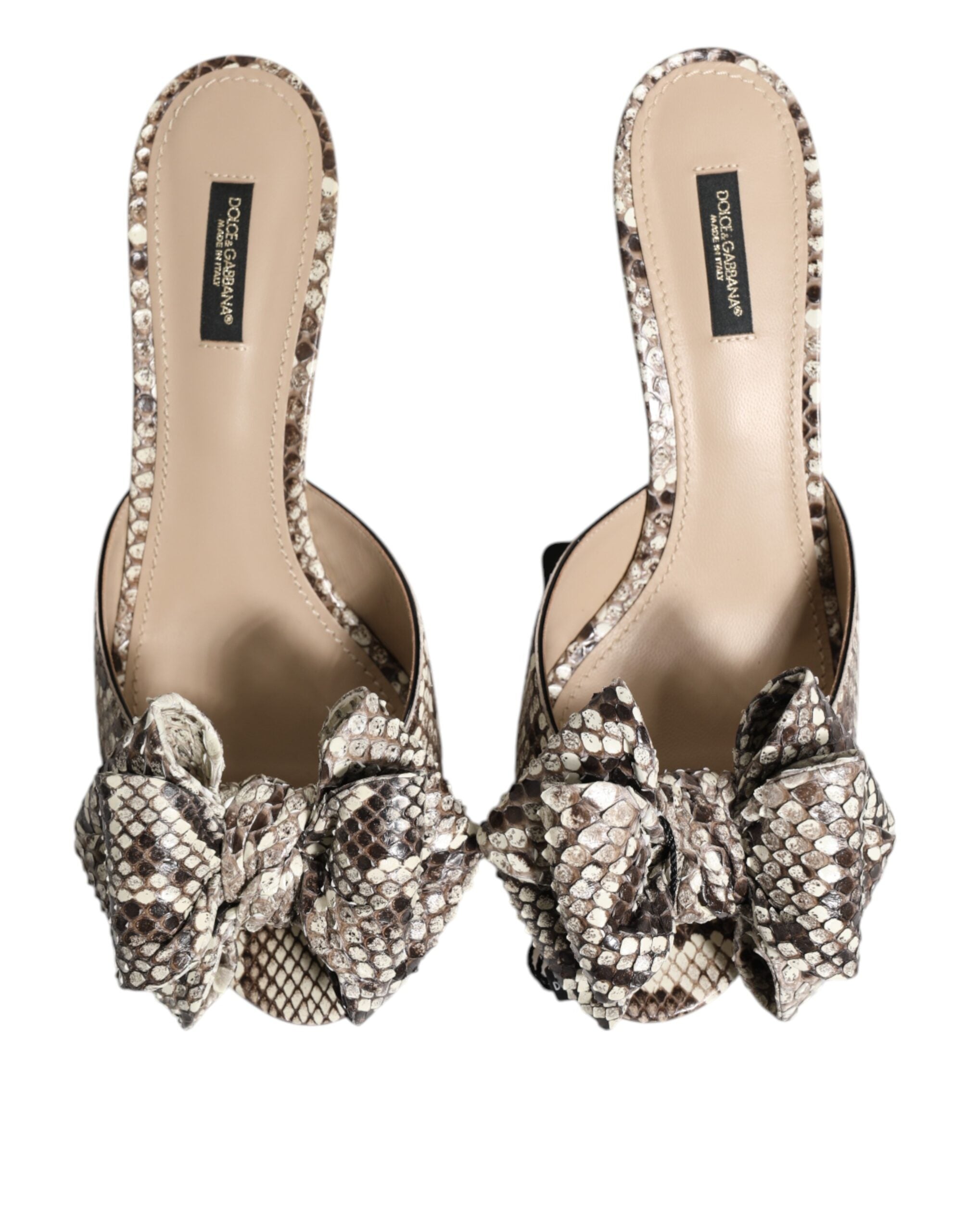 Dolce & Gabbana Multicolor Keira Schleife Leder Peep Toe Mules Schuhe