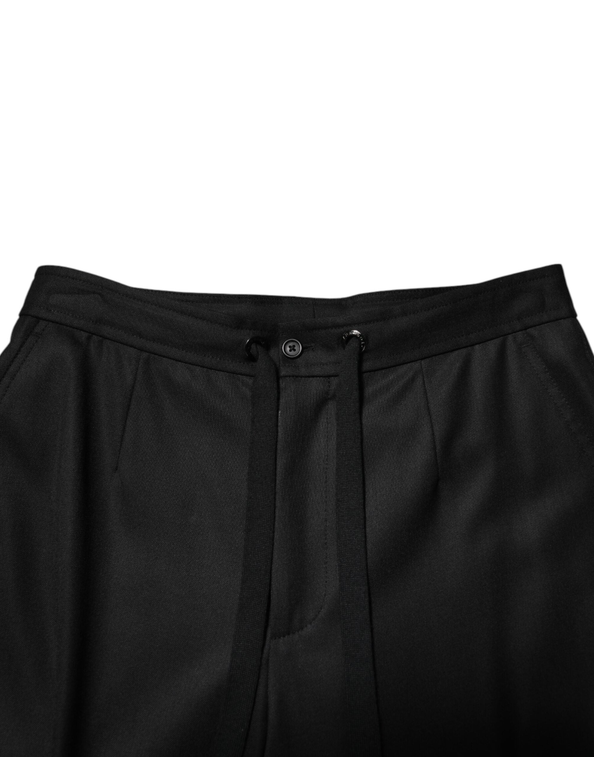 Dolce & Gabbana Solide Schwarze Cargo Jogger Männer Sweatpants Hosen
