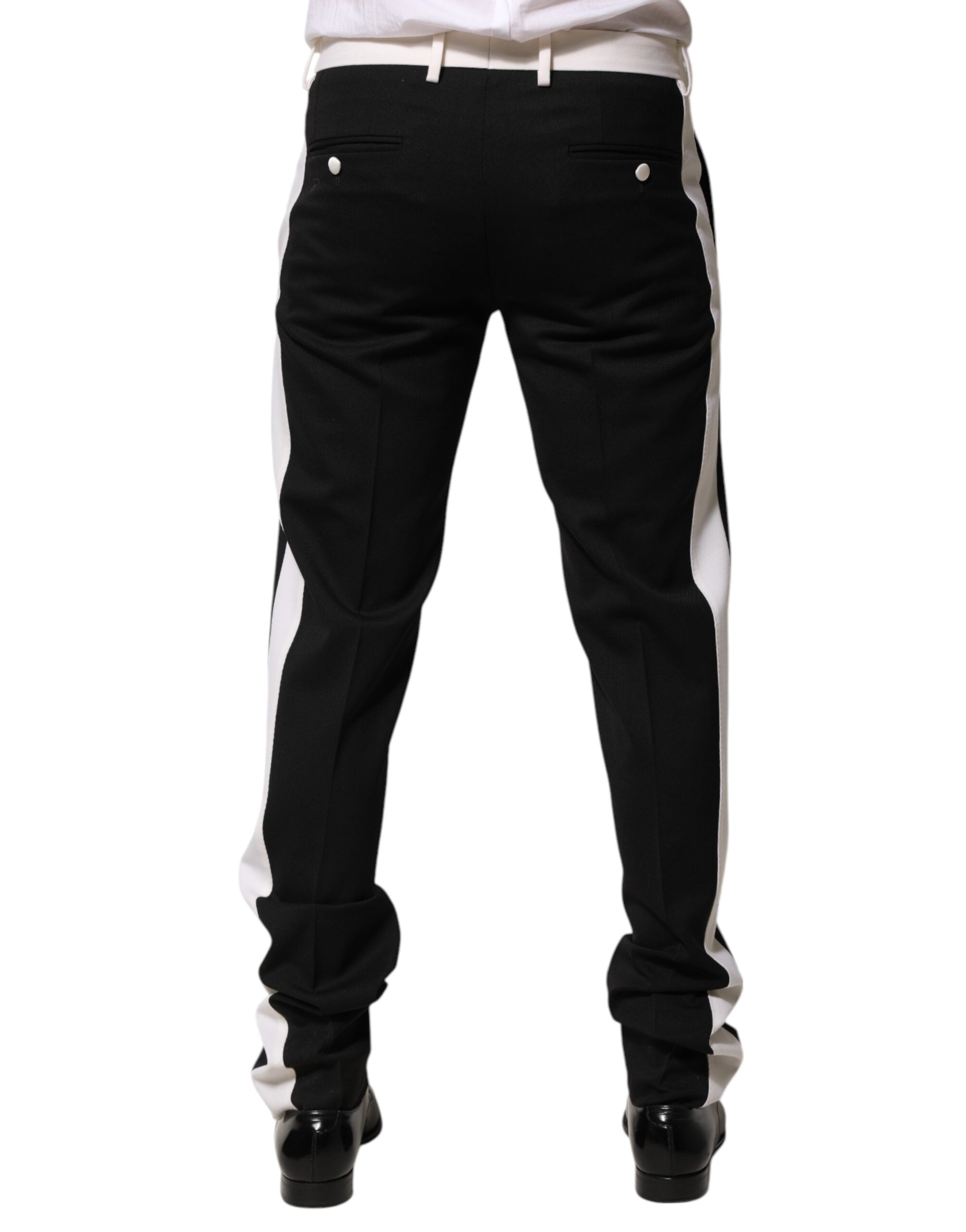 Dolce & Gabbana Schwarz-Weiß gestreift Wolle Männer Hose Hose