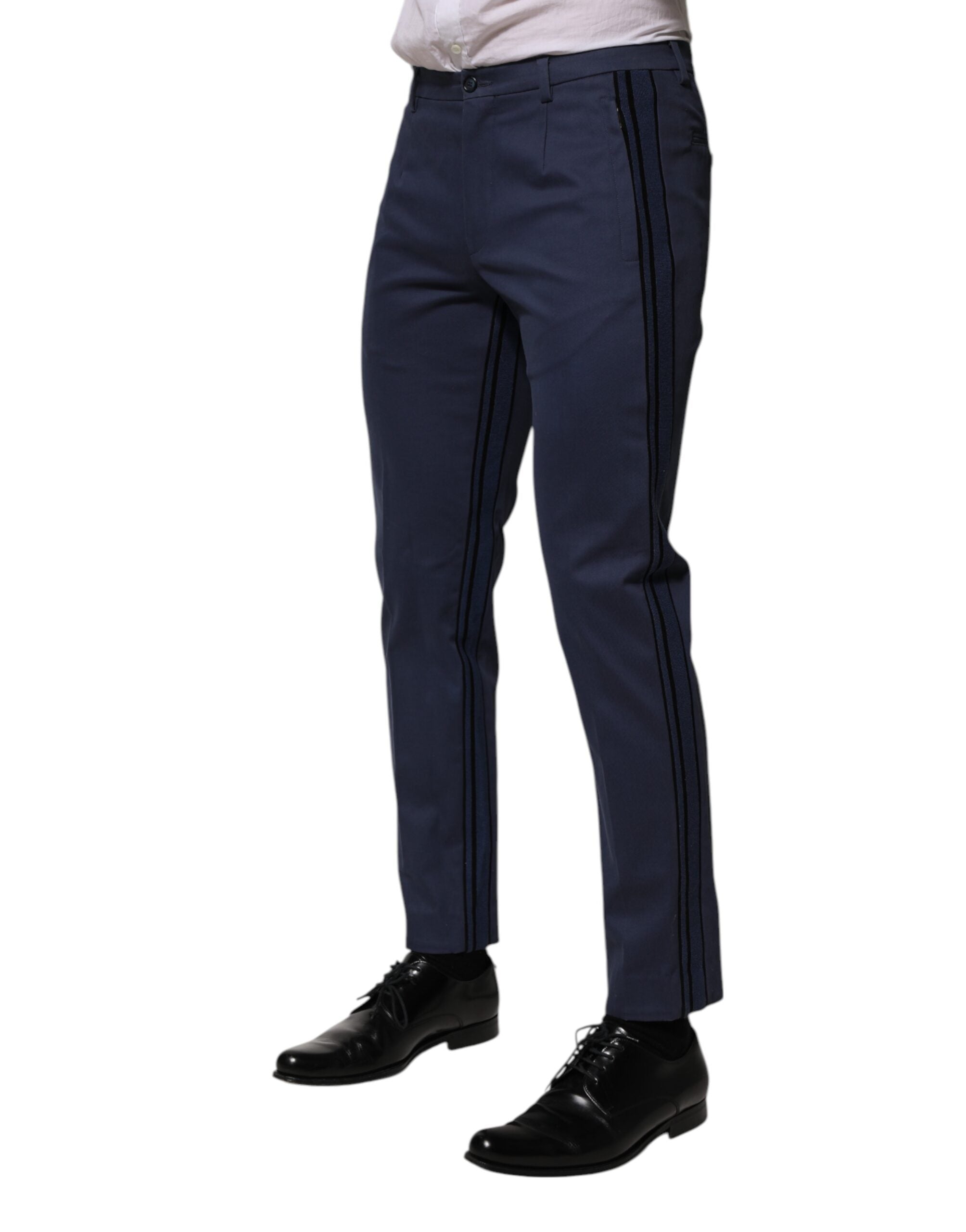 Dolce & Gabbana Blaue Baumwolle konisch zulaufend Herren Formal Hosen Hosen