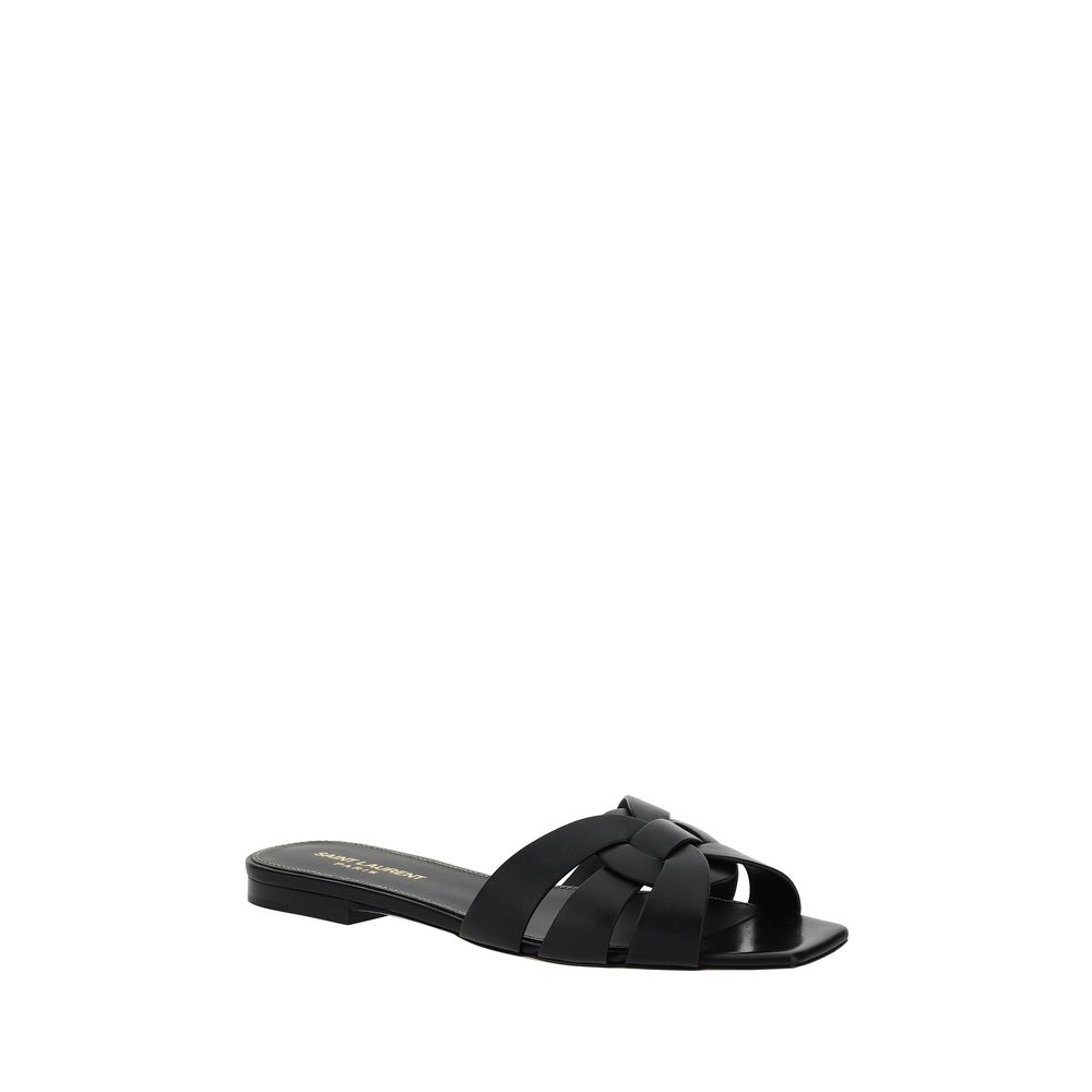 Saint Laurent Schwarze Bos Taurus Kalbsleder Riemchen-Sandalen