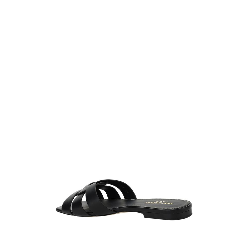Saint Laurent Schwarze Bos Taurus Kalbsleder Riemchen-Sandalen
