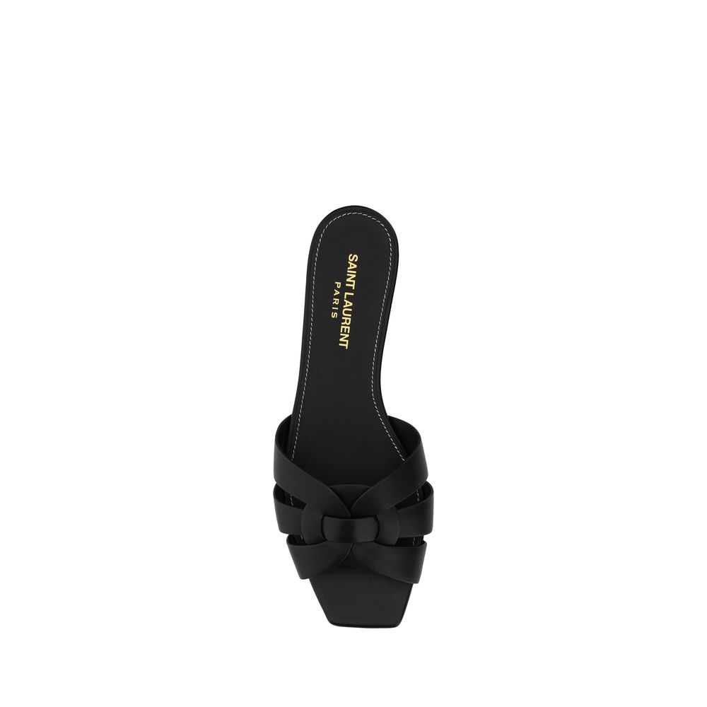 Saint Laurent Schwarze Bos Taurus Kalbsleder Riemchen-Sandalen
