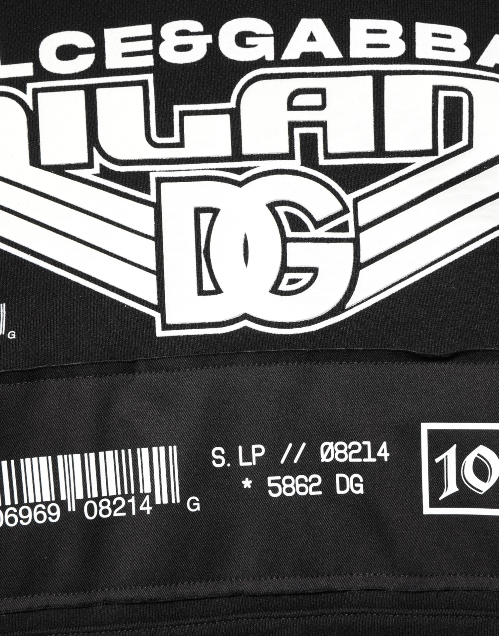 Dolce & Gabbana Schwarzer DG Milano Logo Print Kapuzenpullover aus Baumwolle