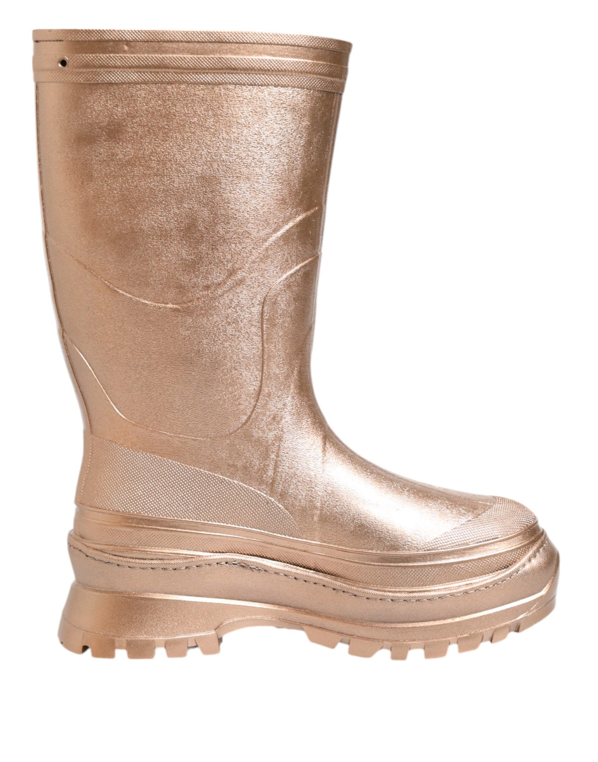 Dolce & Gabbana Rose Gold Gummi Pull On Regen Stiefel Schuhe