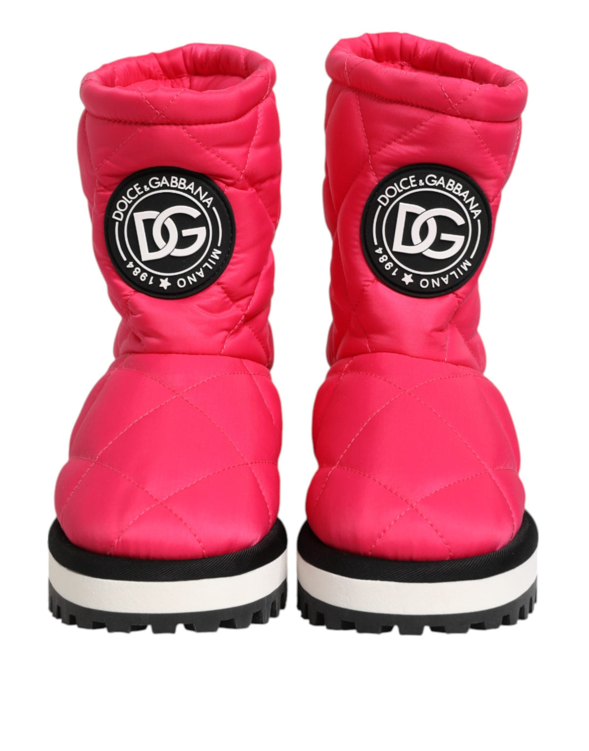 Dolce & Gabbana Rosa Weiß Viskose Gepolsterte Mittlere Wadenstiefel Schuhe