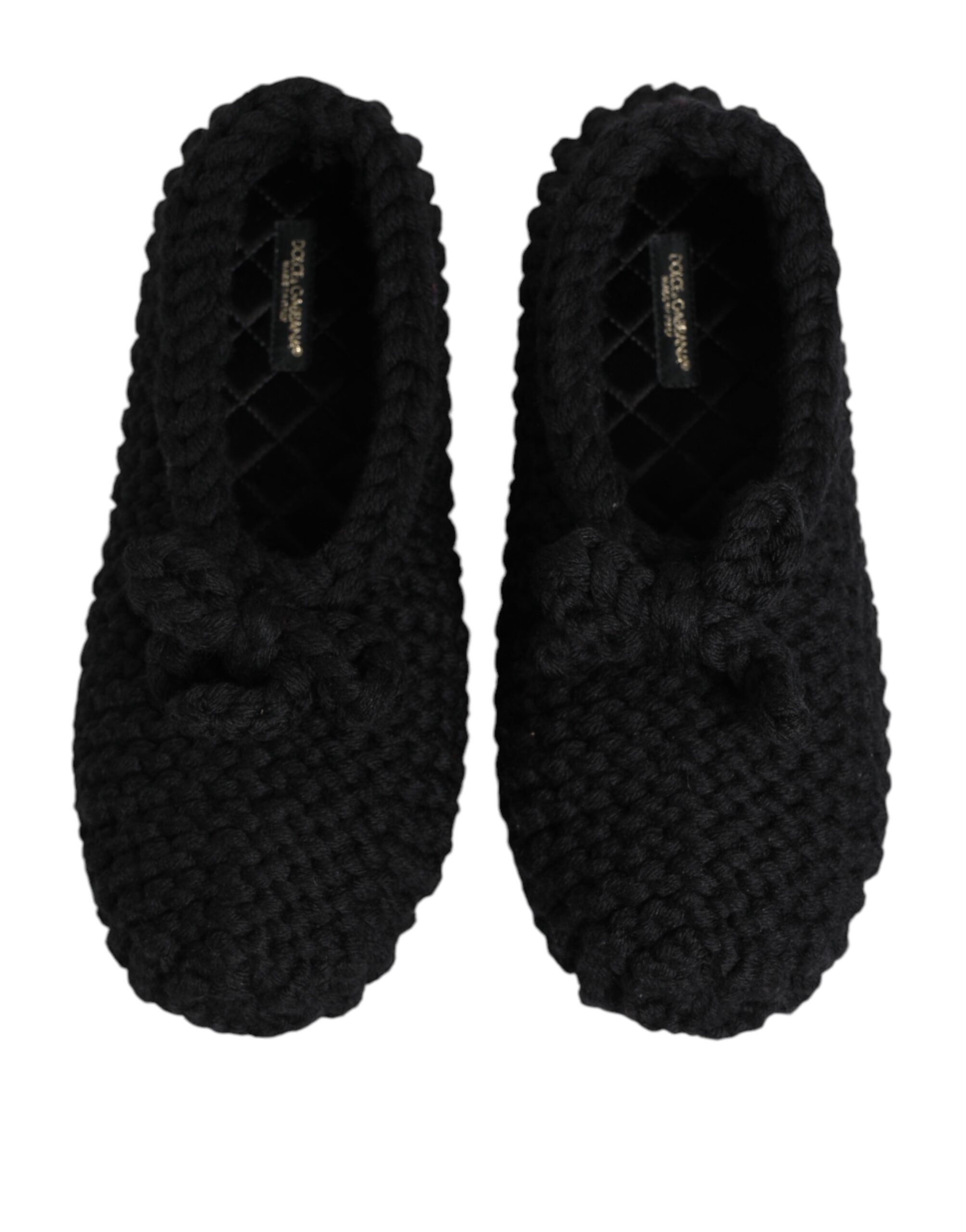 Dolce & Gabbana Schwarz Wolle stricken Slip On Ballerina Flats Schuhe