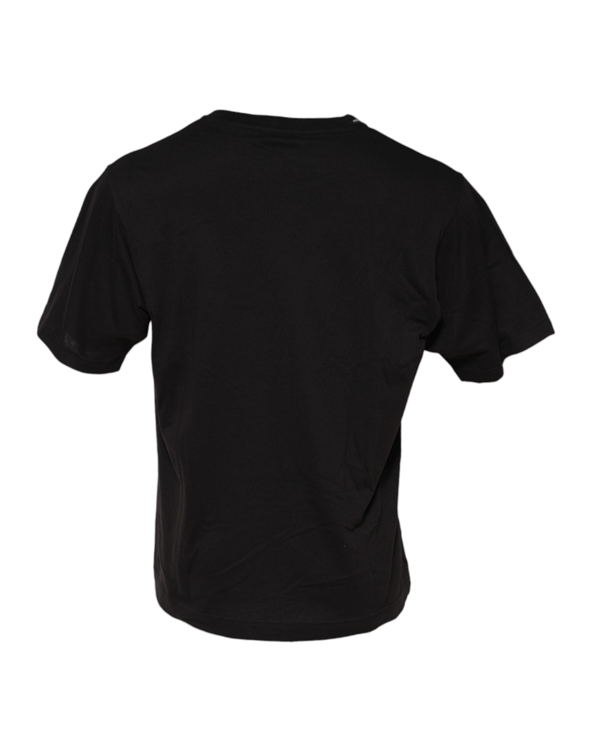 Dolce & Gabbana Schwarzes minimalistisches T-Shirt mit Rundhalsausschnitt aus Baumwolle