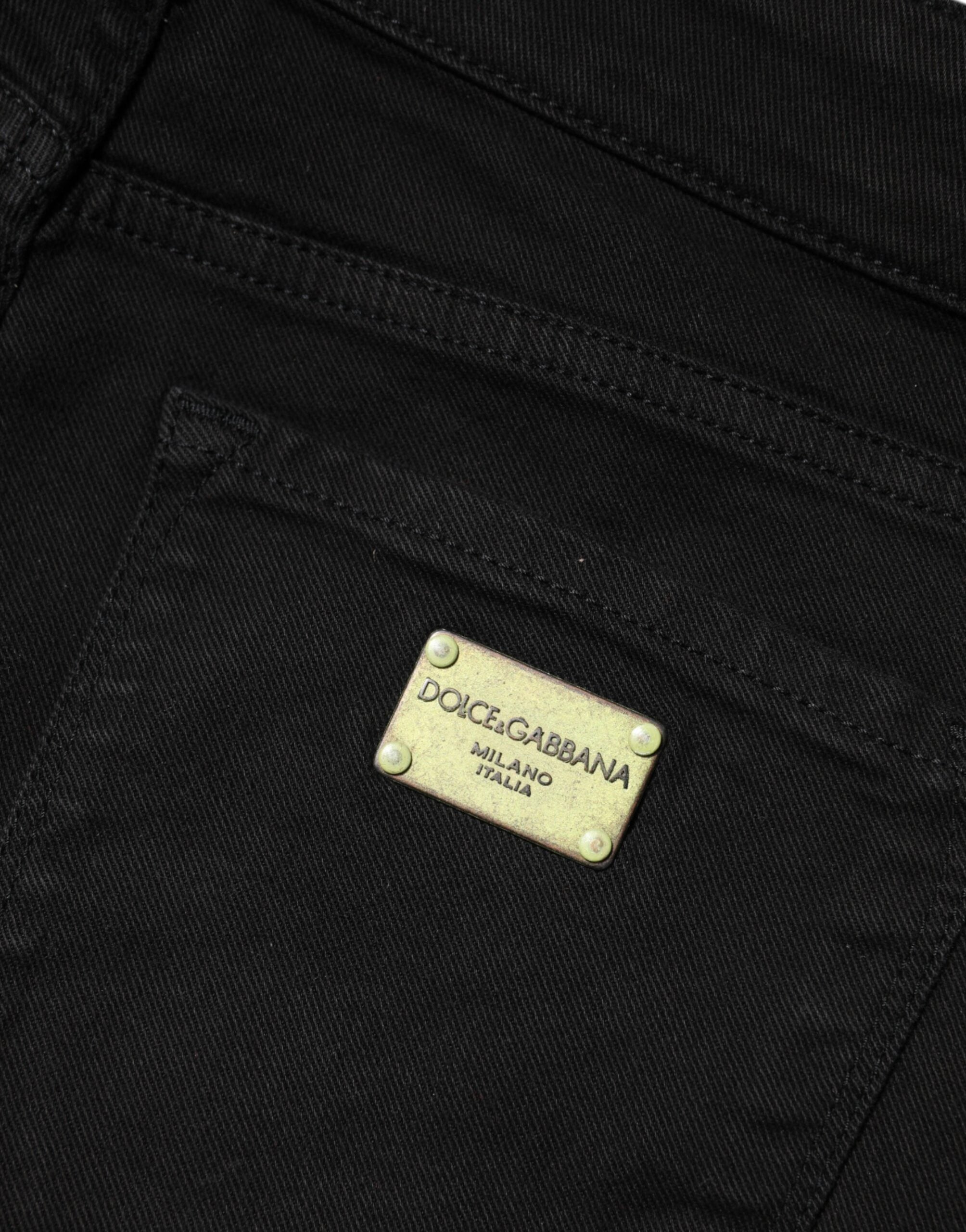 Dolce & Gabbana Schwarze Skinny Jeans aus Baumwolldenim mit mittlerer Bundhöhe