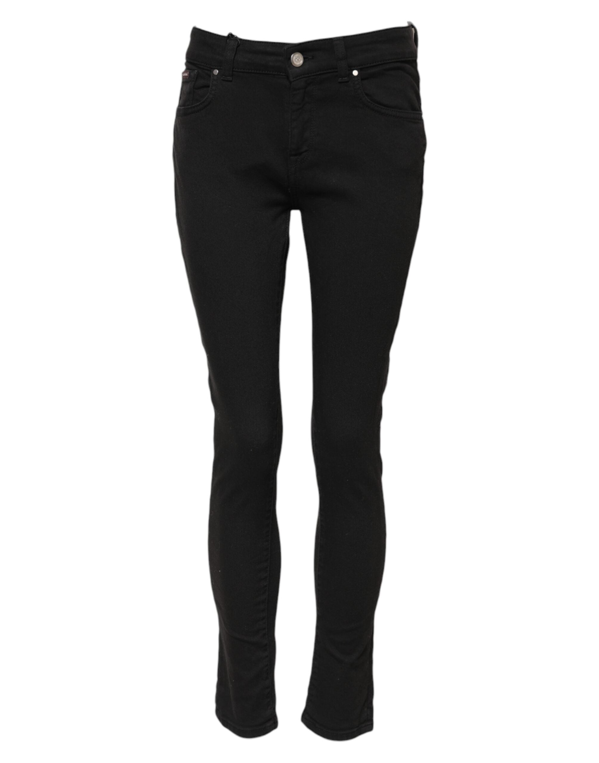 Dolce & Gabbana Schwarze Skinny Jeans aus Baumwolldenim mit mittlerer Bundhöhe
