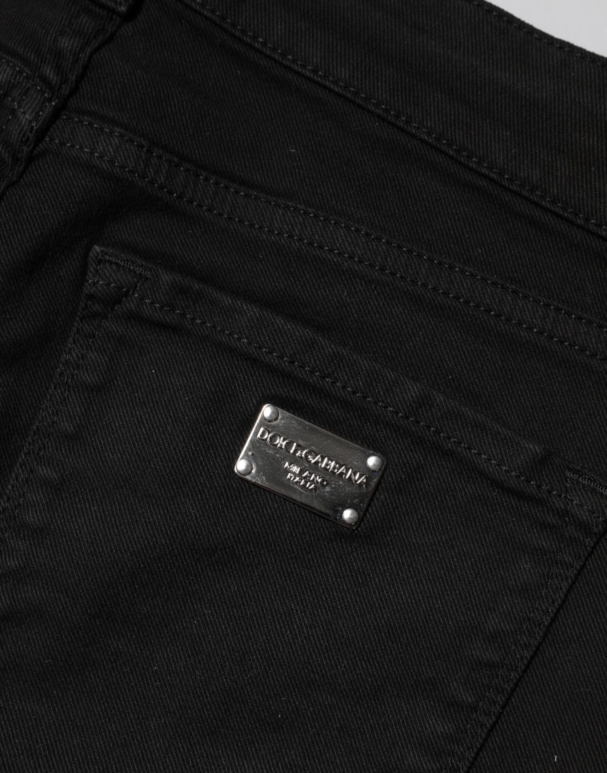 Dolce & Gabbana Schwarze Skinny Jeans aus Baumwolldenim mit mittlerer Bundhöhe