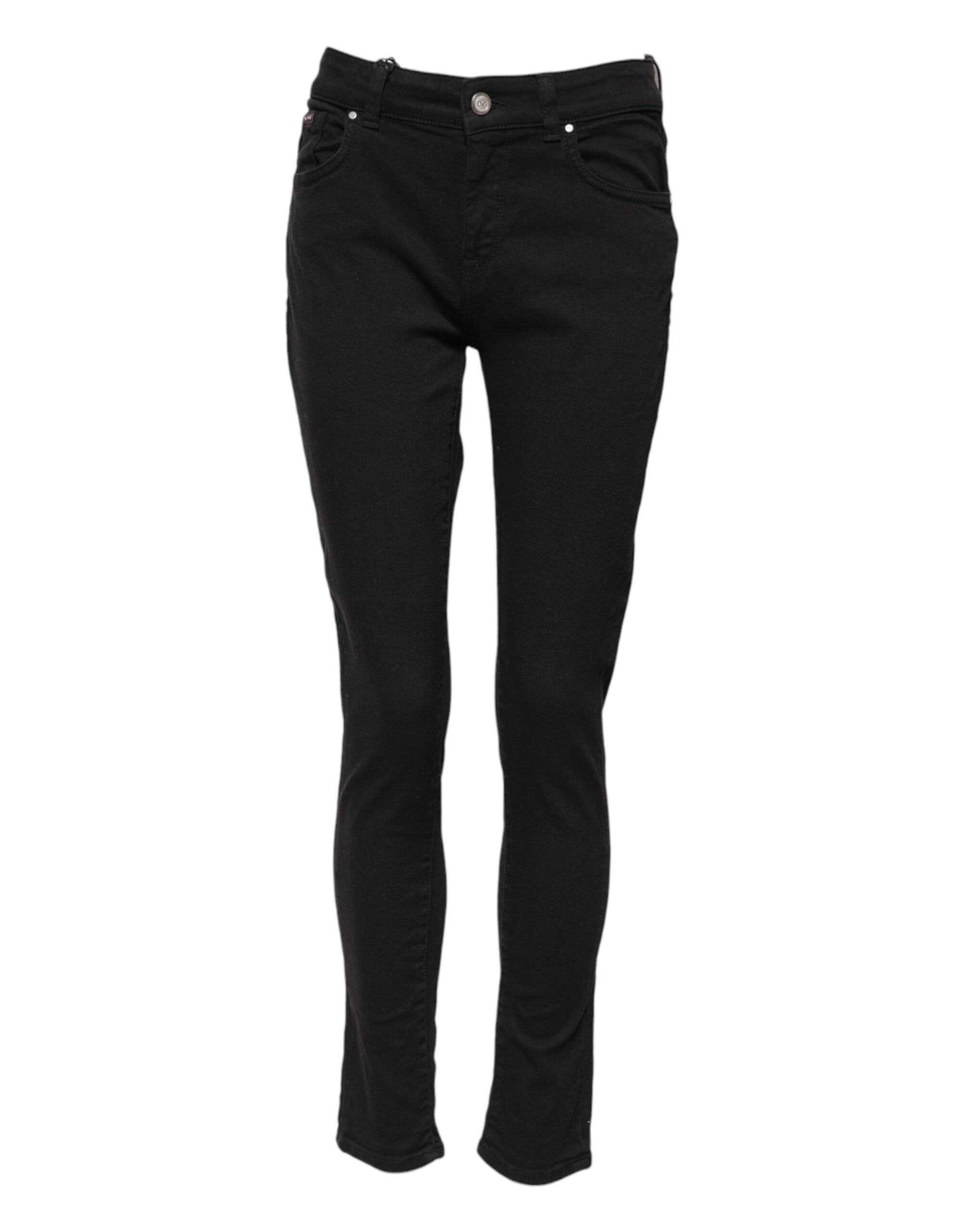 Dolce & Gabbana Schwarze Skinny Jeans aus Baumwolldenim mit mittlerer Bundhöhe
